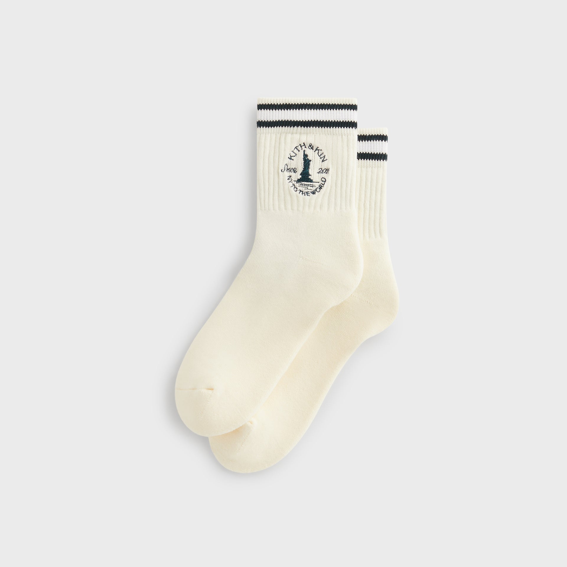 Kith & Kin Logo Mid Crew Sock - Sandrift