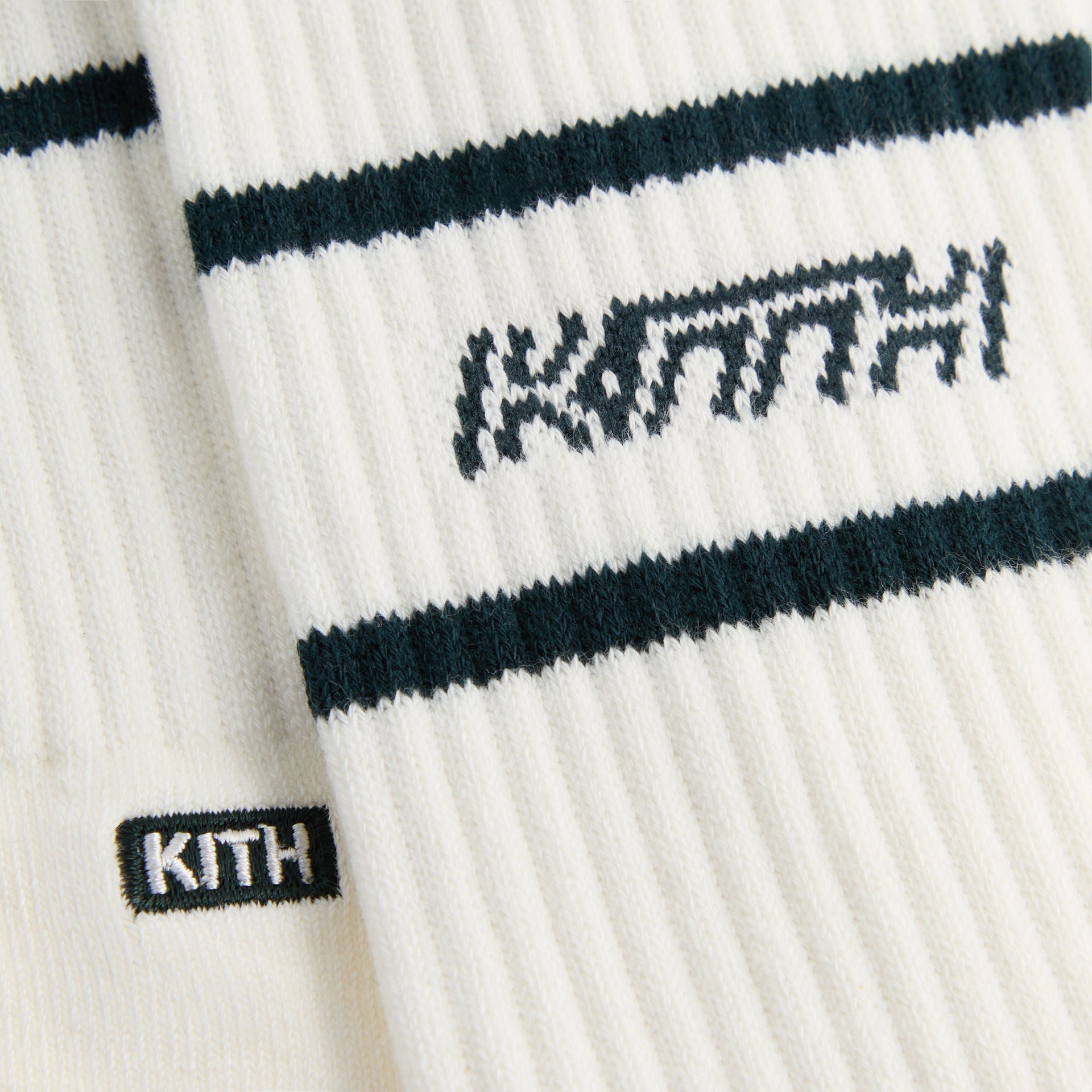 Kith 3-Pack Logo Crew Socks - White / Grey