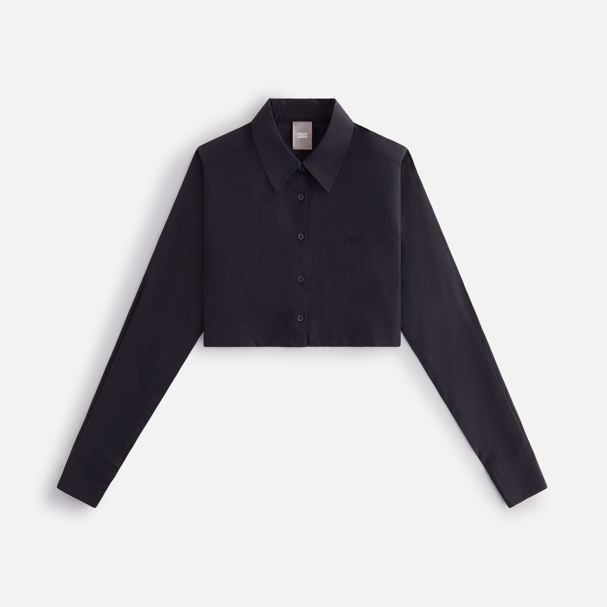 Kith Women Kylan Nylon Faille Cropped Button Down - Black