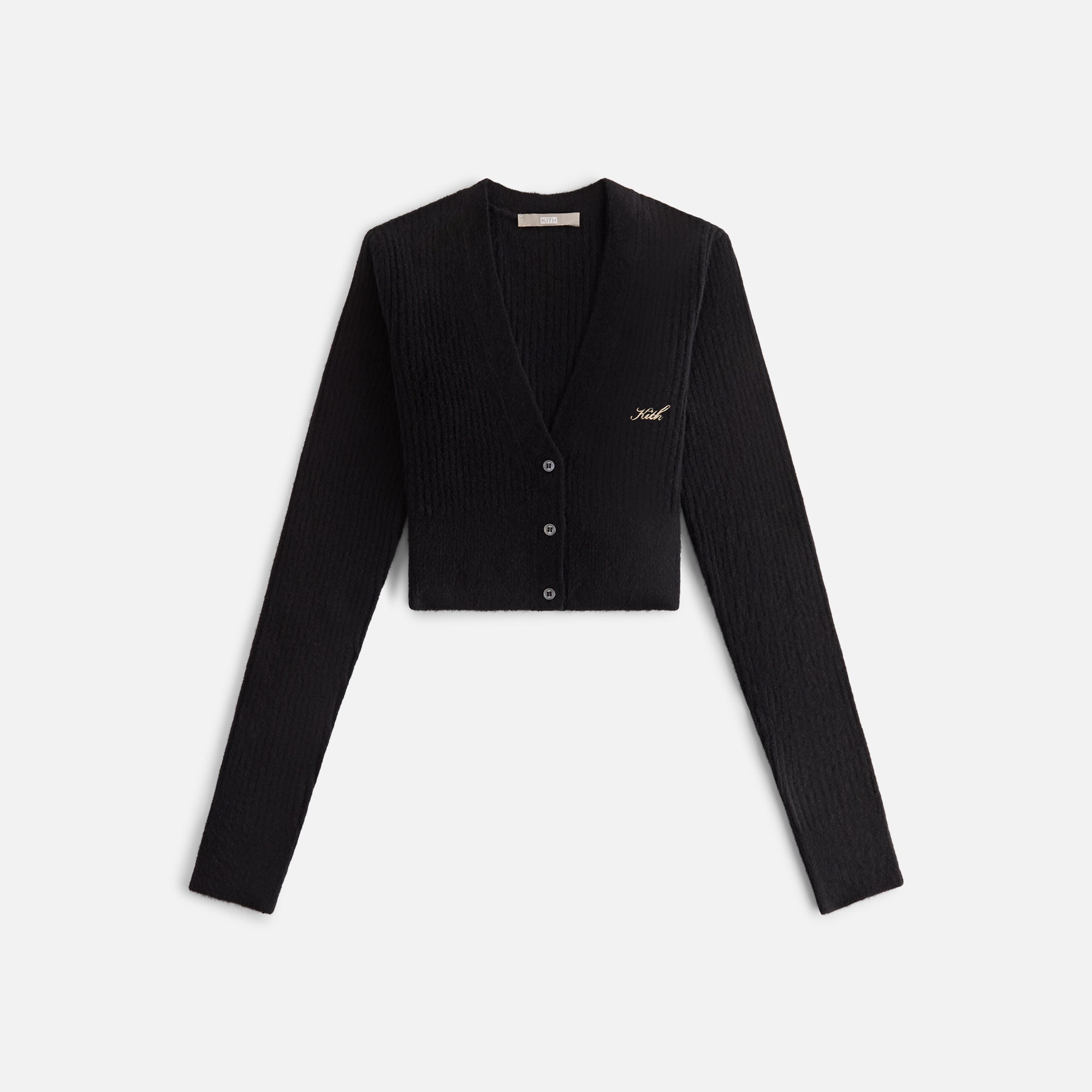 Kith Women Sydney Cropped Plush Rib Cardigan - Black