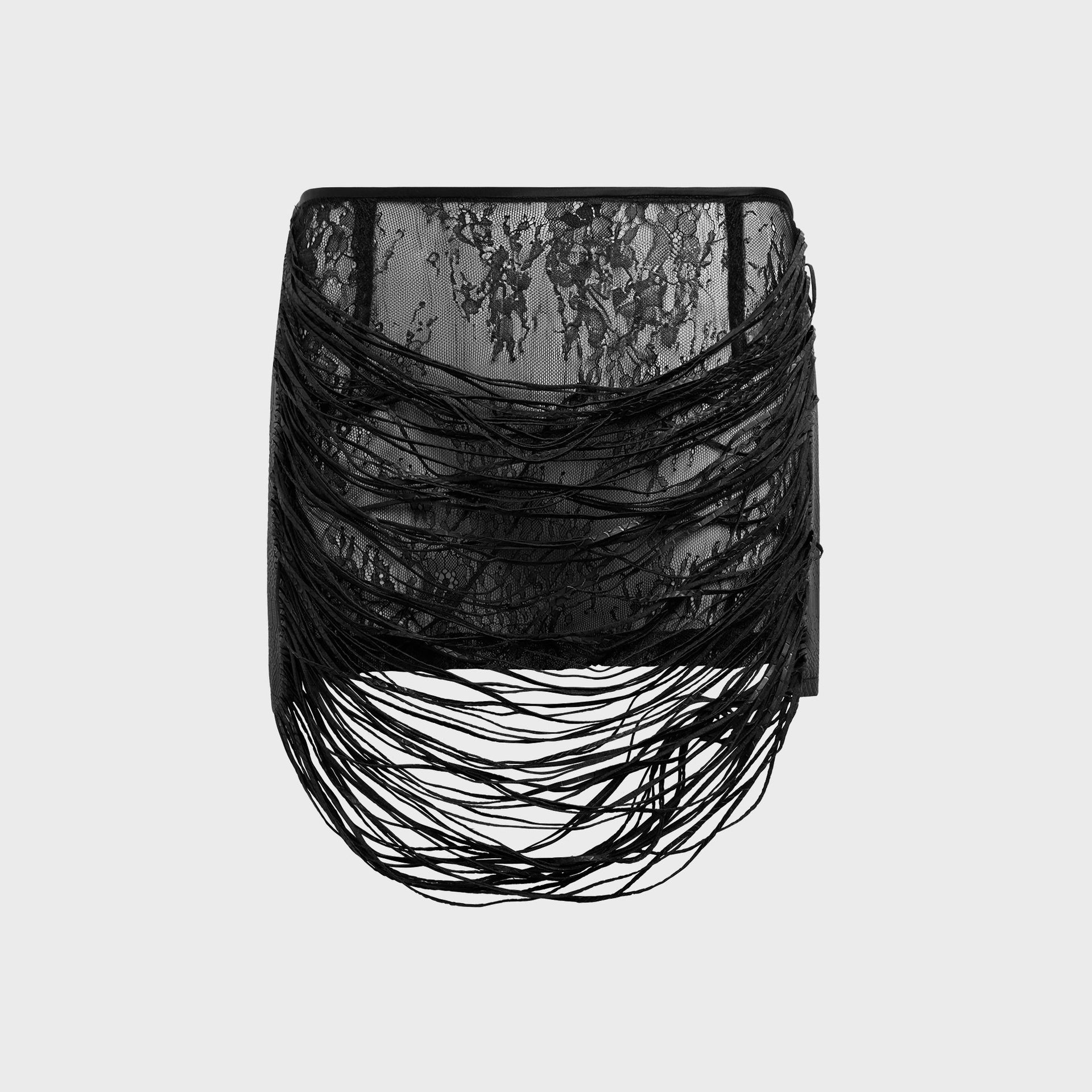 Kim Shui Bao Fringe Skirt in Black