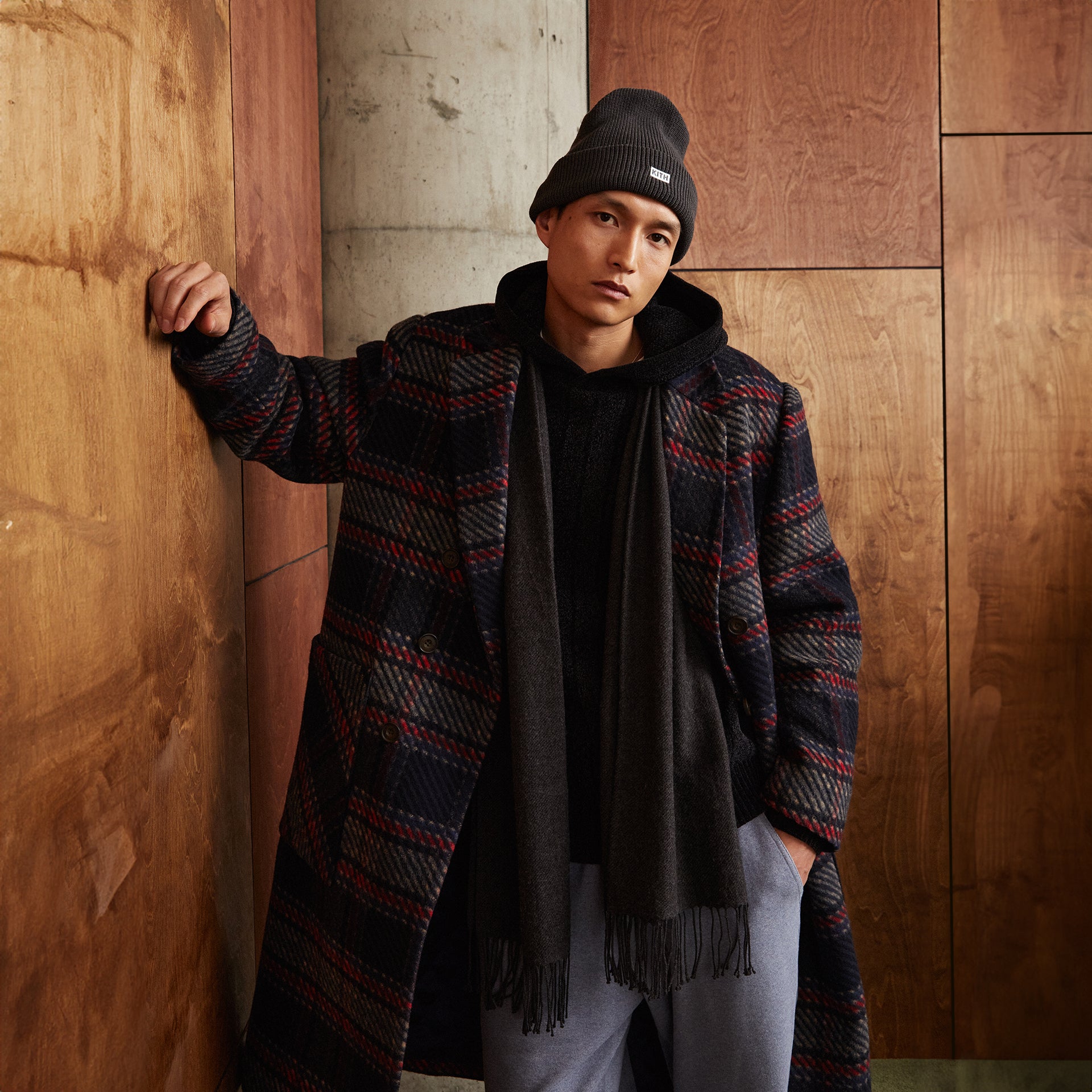 Kith for Bergdorf Goodman Plaid Double Breasted Royce Coat - Nocturnal