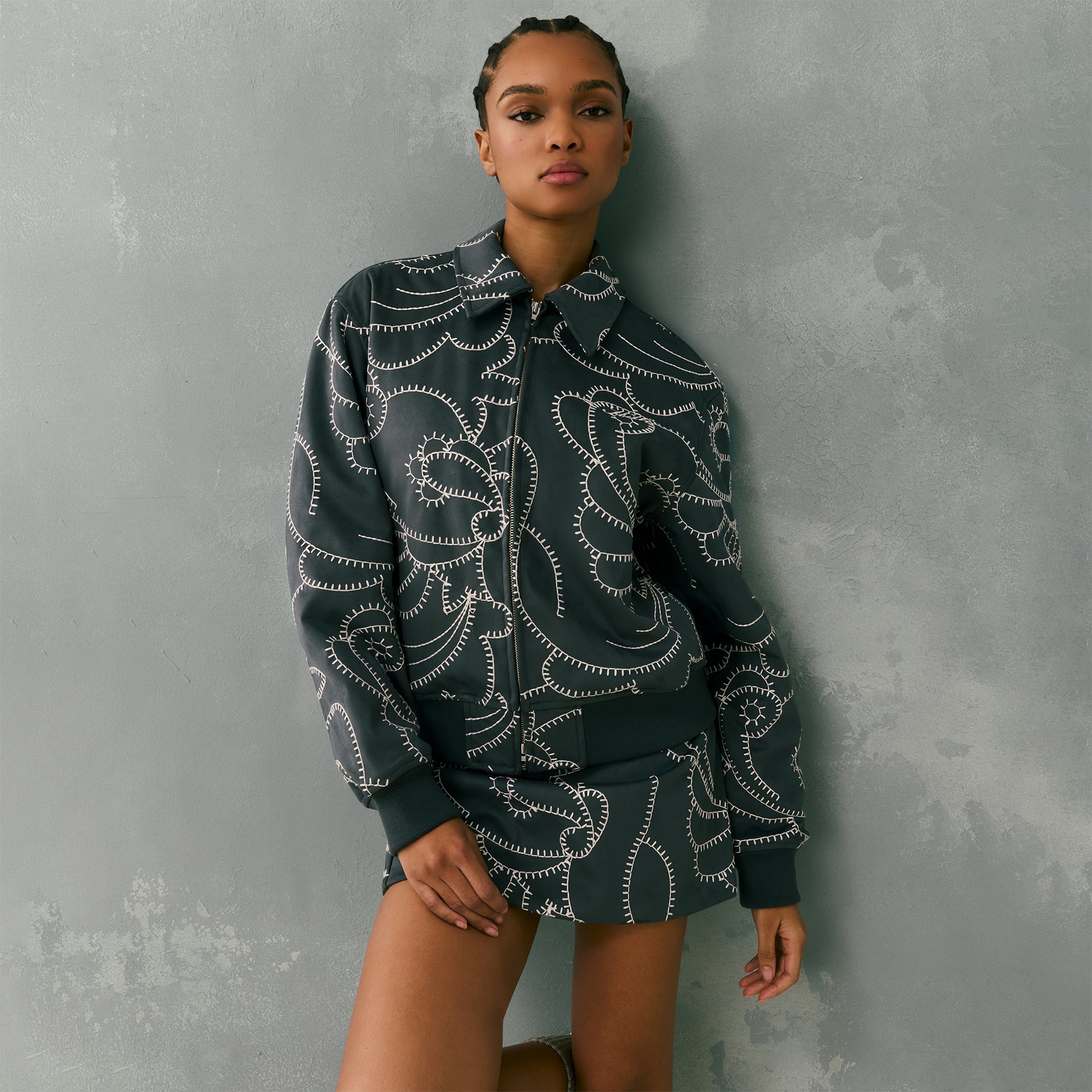 Kith Women Ashtyn Blanket Stitch Mini Skirt - Asteroid