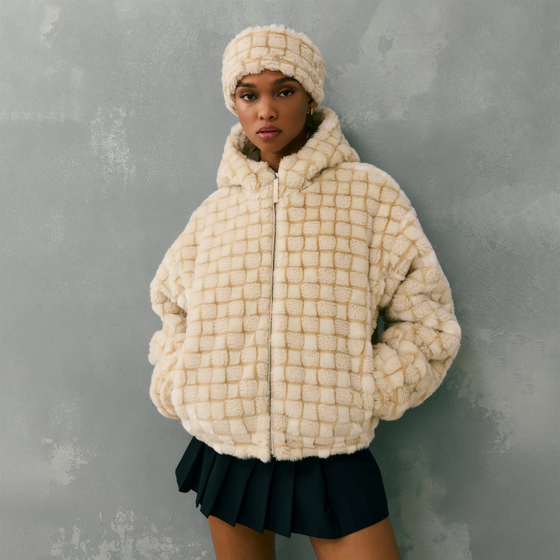 Kith Women Jacquard Fur Headband - Veil