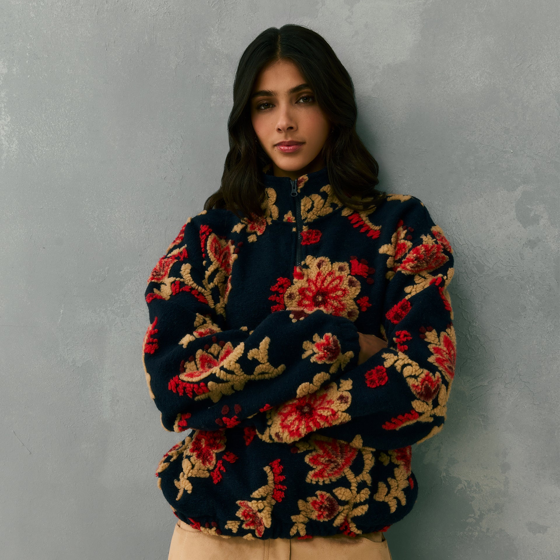 Kith Women Hunter III Paisley Sherpa 1/4 Zip - Nocturnal