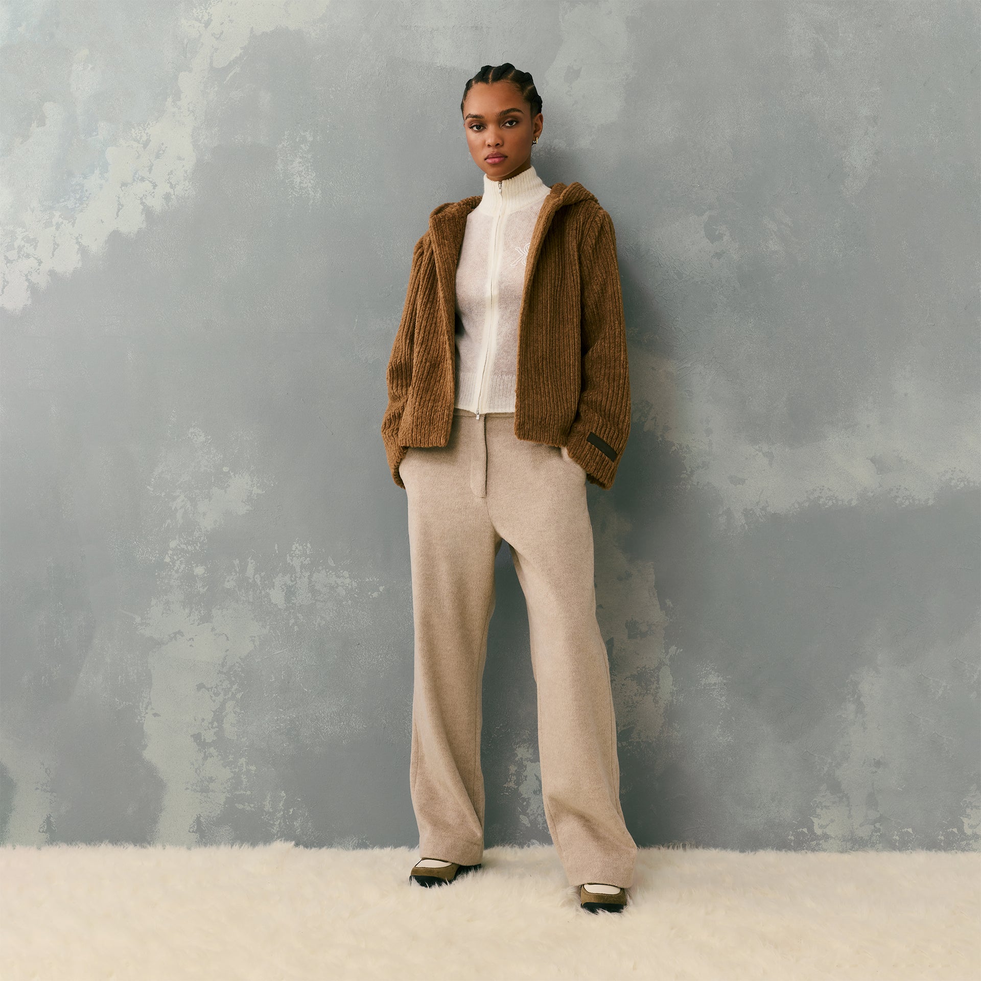 Kith Women Harlyn Hooded Fur Jacket - Millet