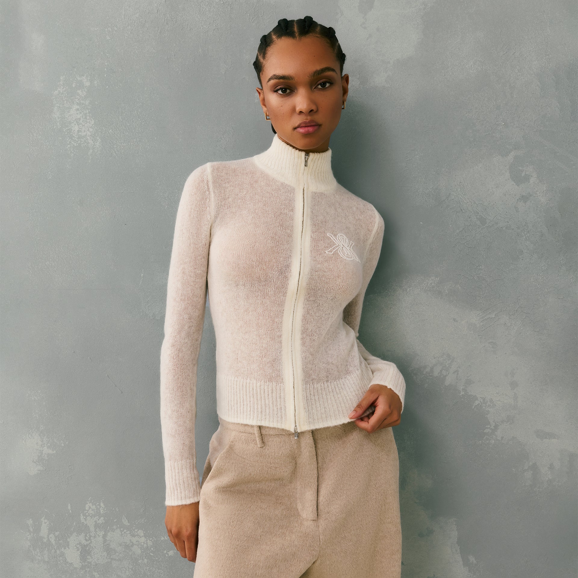 Kith Women Ina Mohair Track Zip - Sandrift