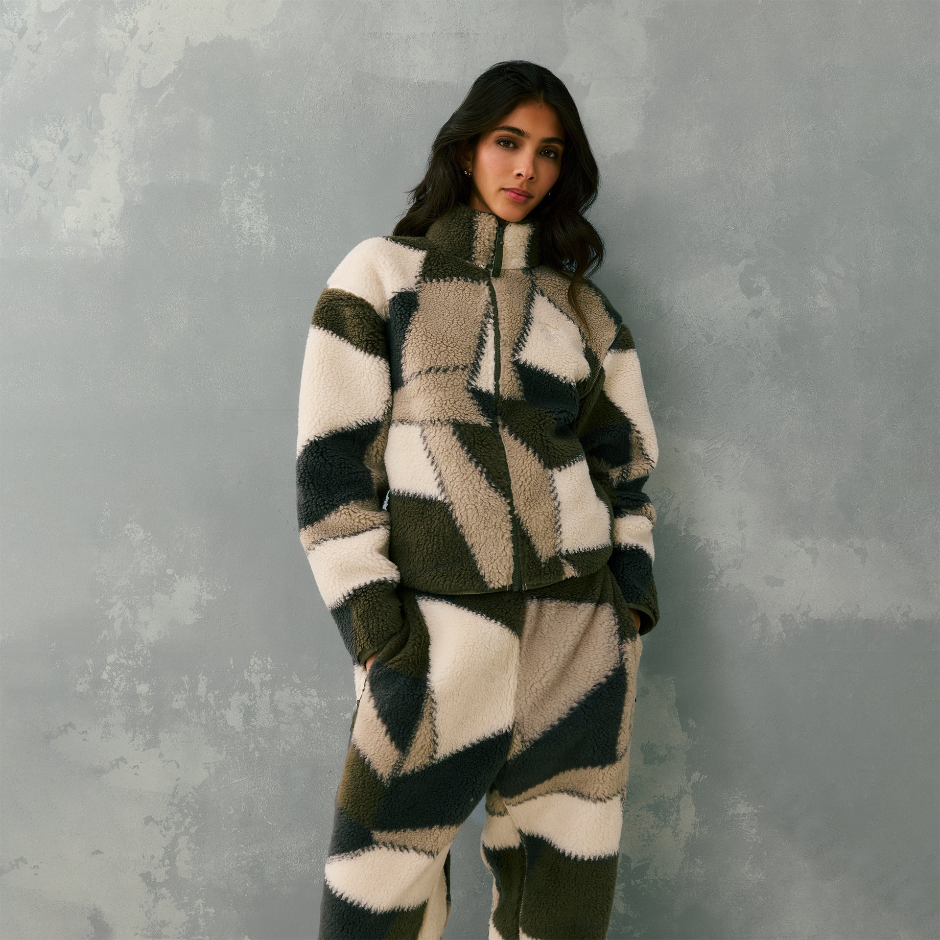 Kith Women Waverly II Patchwork Fleece Jacket - Plaster