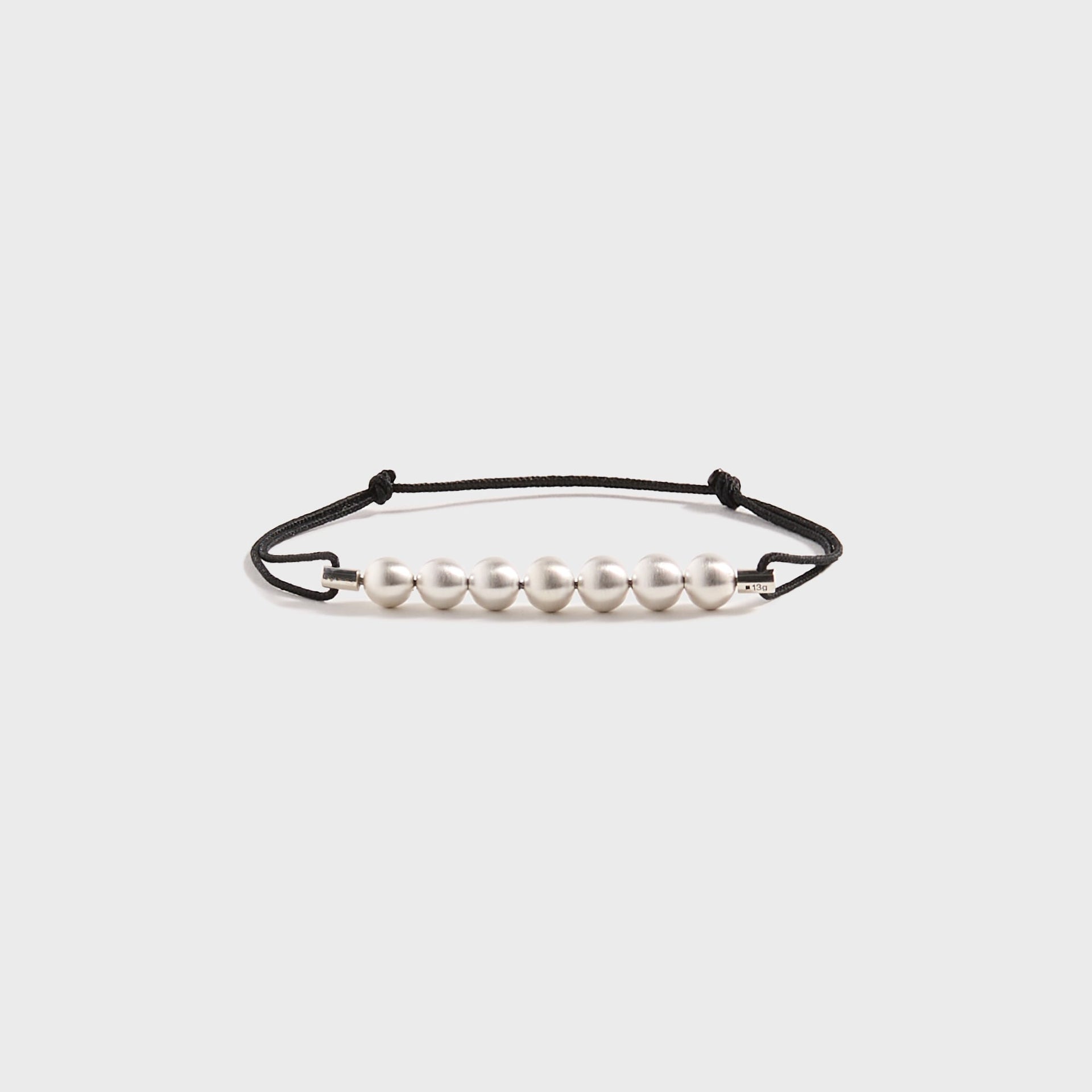 Le Gramme 13G Sterling Silver 7 Beads Cord Bracelet in Black