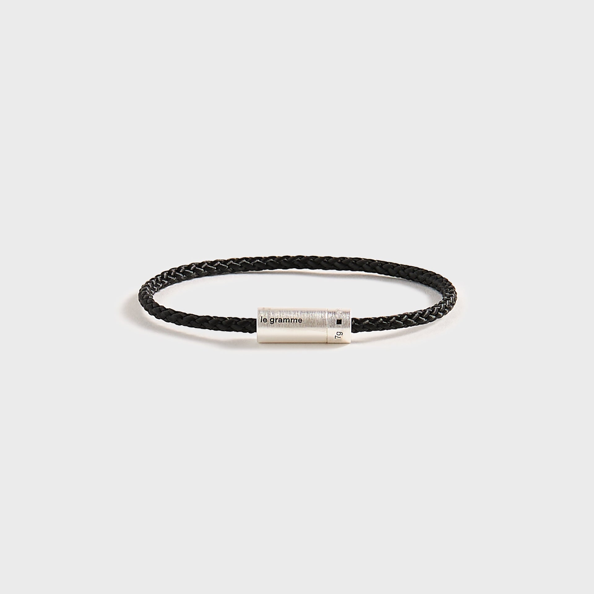 Le Gramme 7g Brushed Nato Cable Bracelet - Silver / Black
