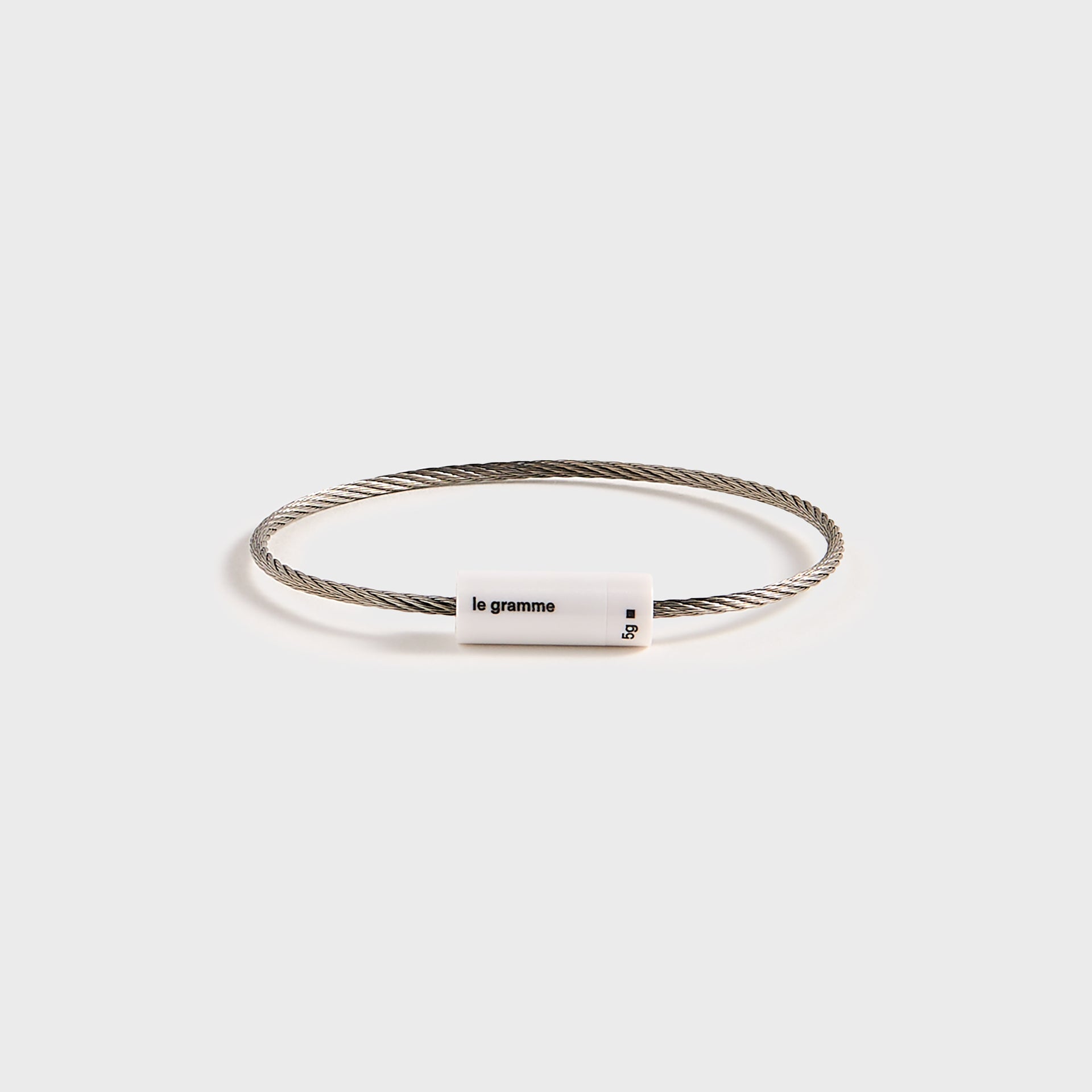 Le Gramme 5g Brushed White Ceramic Cable Bracelet - White