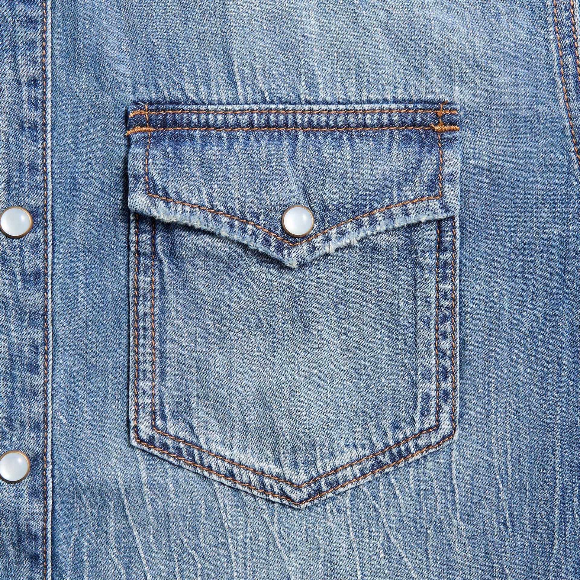 Ksubi Whiplash Long Sleeve Shirt Texas Blue Studded - Stone Washed Denim