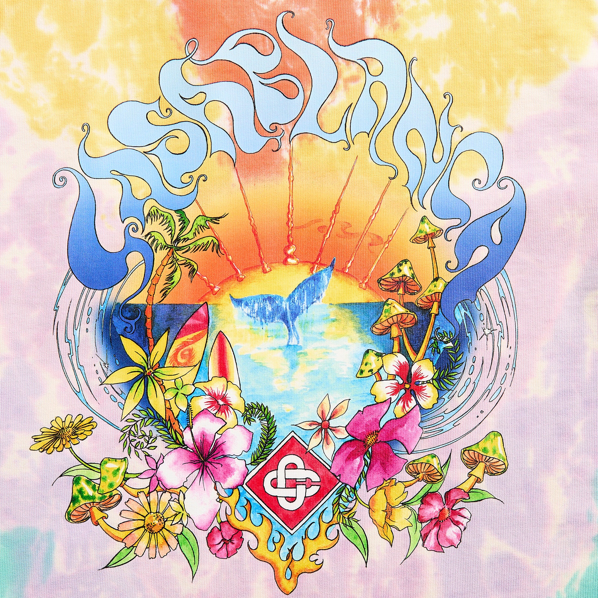 Casablanca Printed Oversized Tie Dye Surf Trip Tee - Multicolor