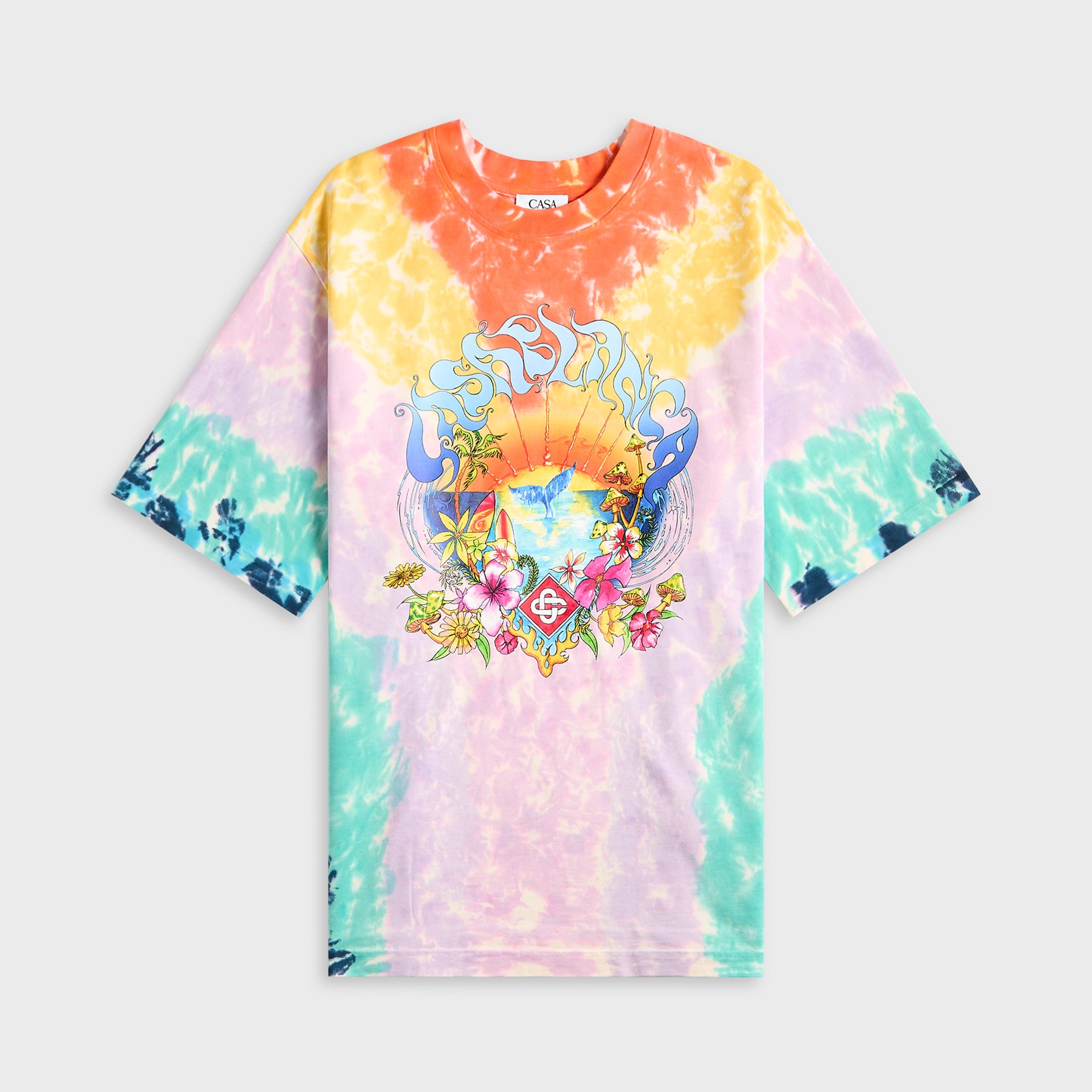 Casablanca Printed Oversized Tie Dye Surf Trip Tee - Multicolor