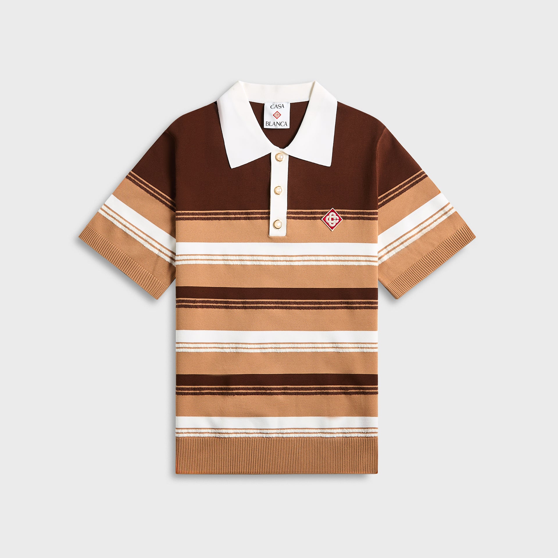 Casablanca Chicano Striped Polo - Beige / Brown