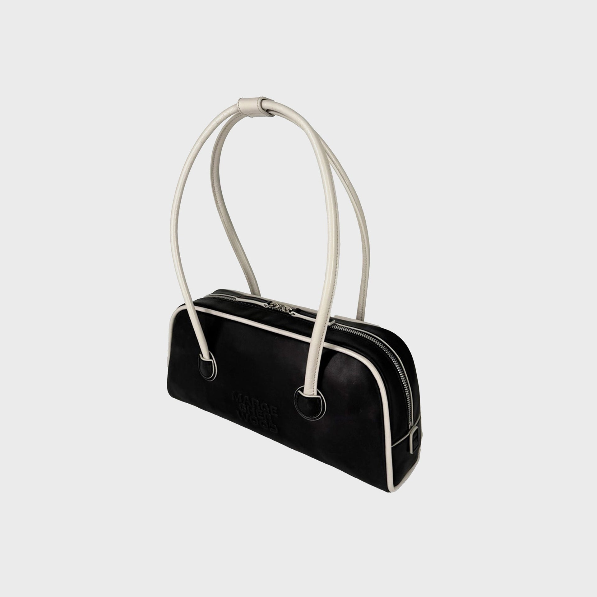 Margesherwood Soft Baguette Bag with Piping in Black