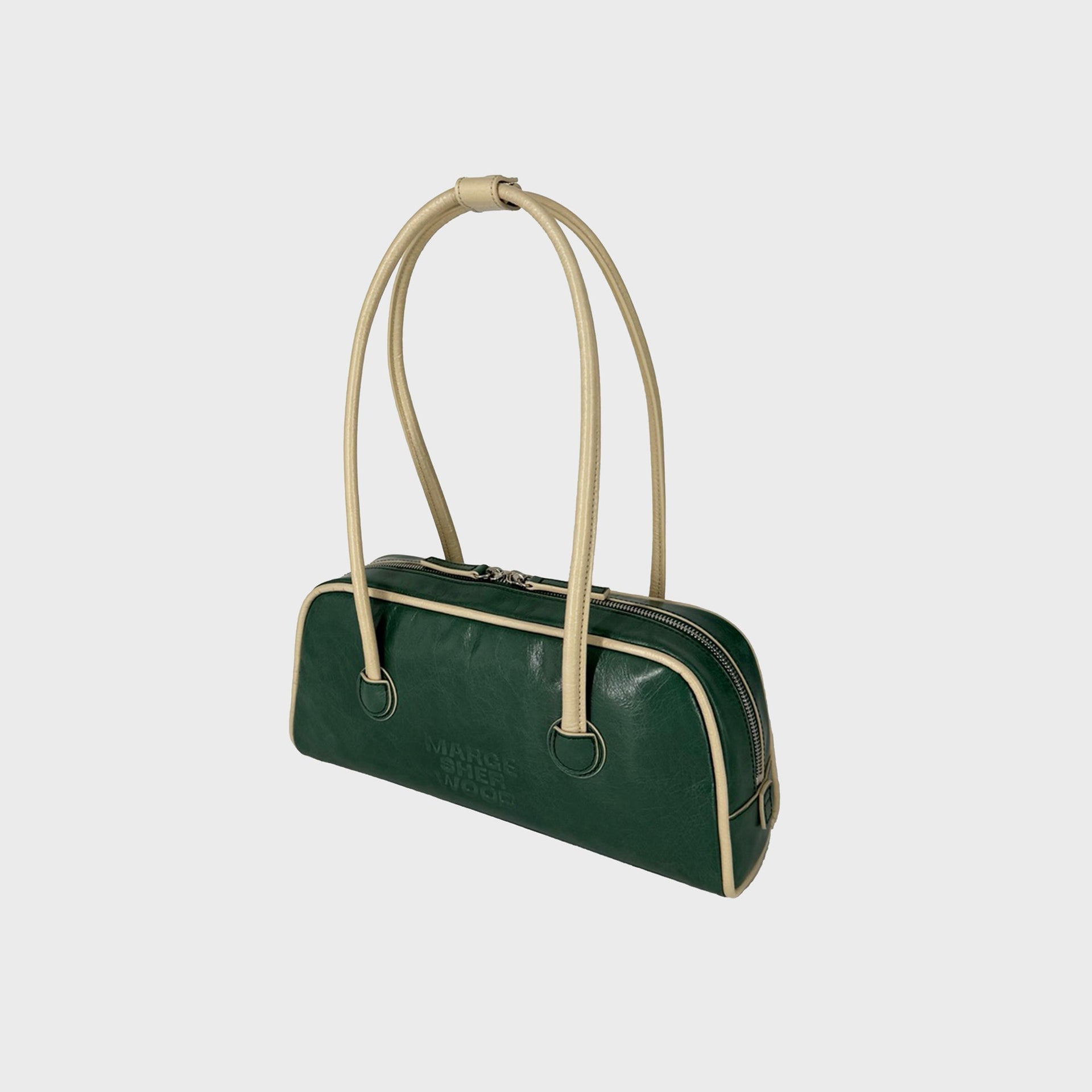 Margesherwood Soft Baguette Bag with Piping in Hunter Green