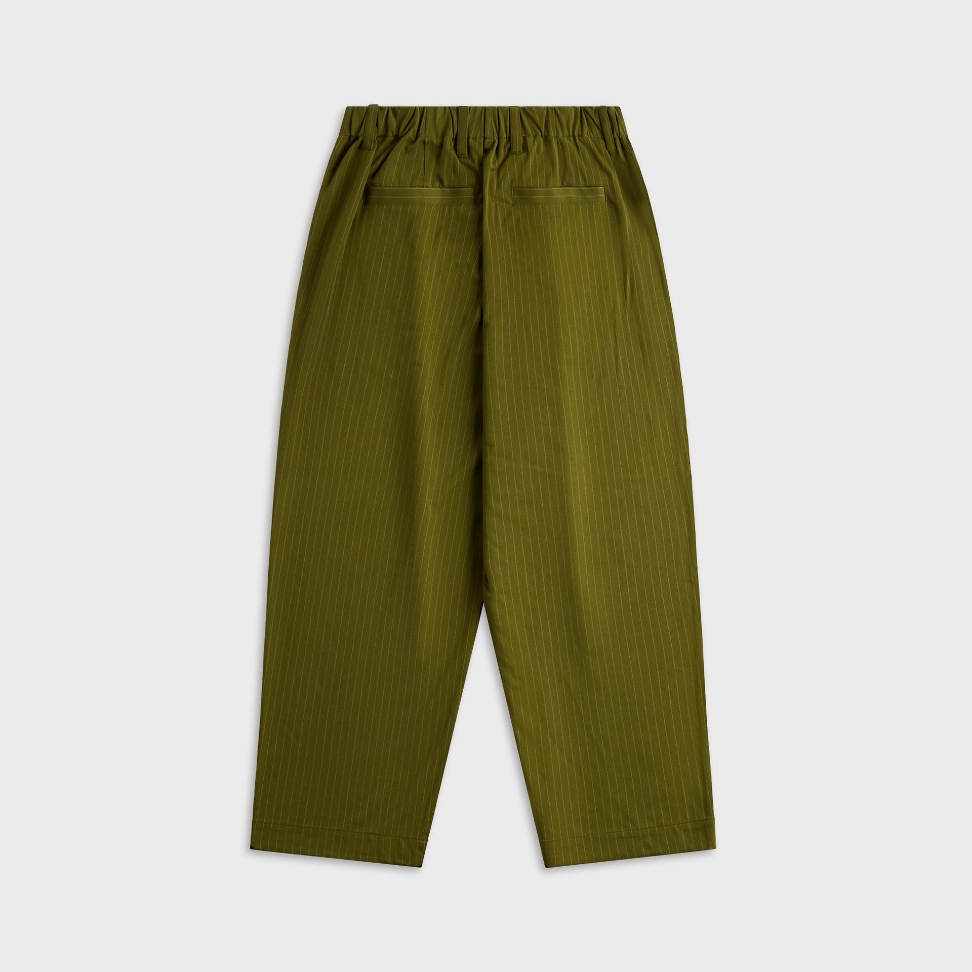 Metalwood Elastic Waist Baggy Pant - Olive Pinstripe