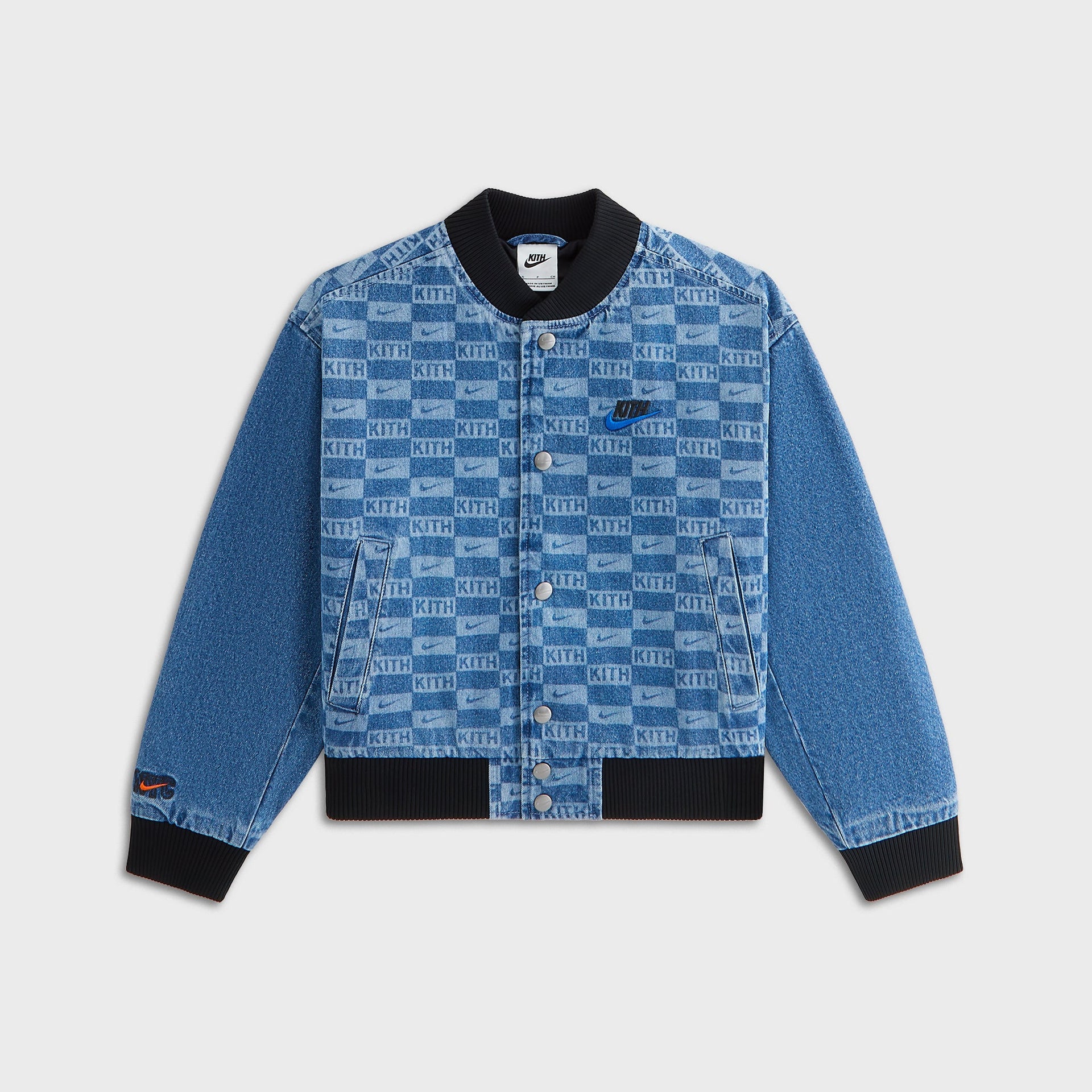 Kith Kids for Nike Denim Laser Etched Varsity Jacket - Mystic Navy