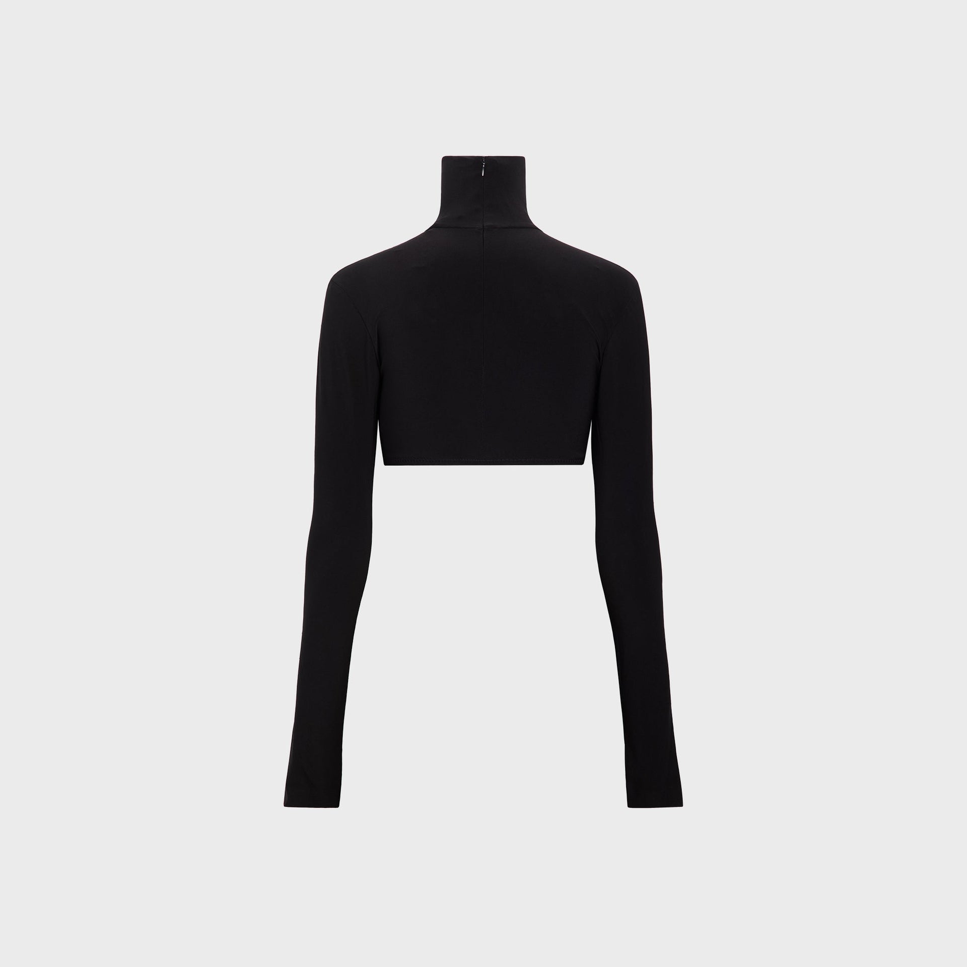 Norma Kamali Cropped Slim Fit Long Sleeve Turtle Top in Black