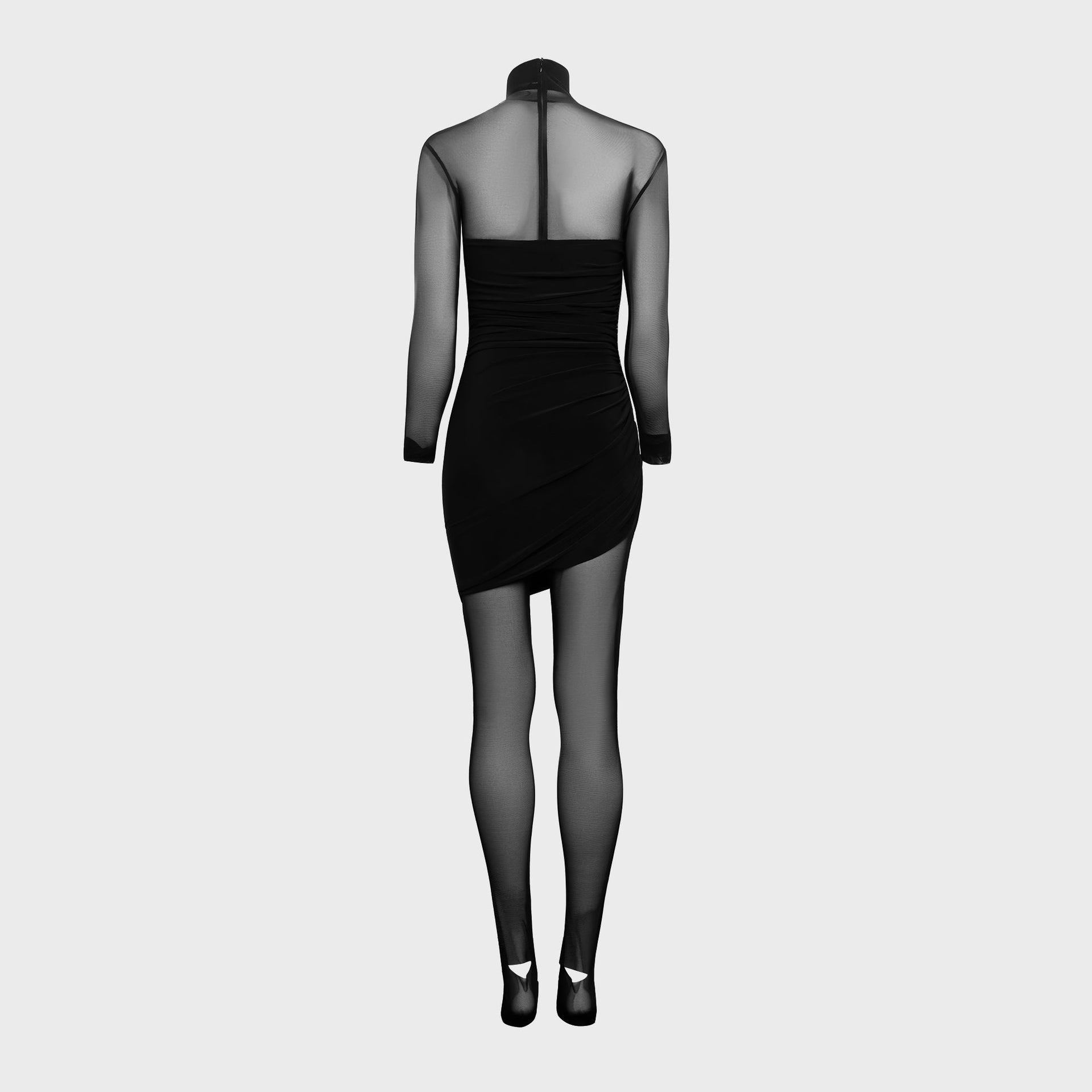 Norma Kamali Long Sleeve Turtleneck Strapless Diana Pickleball Dress - Black