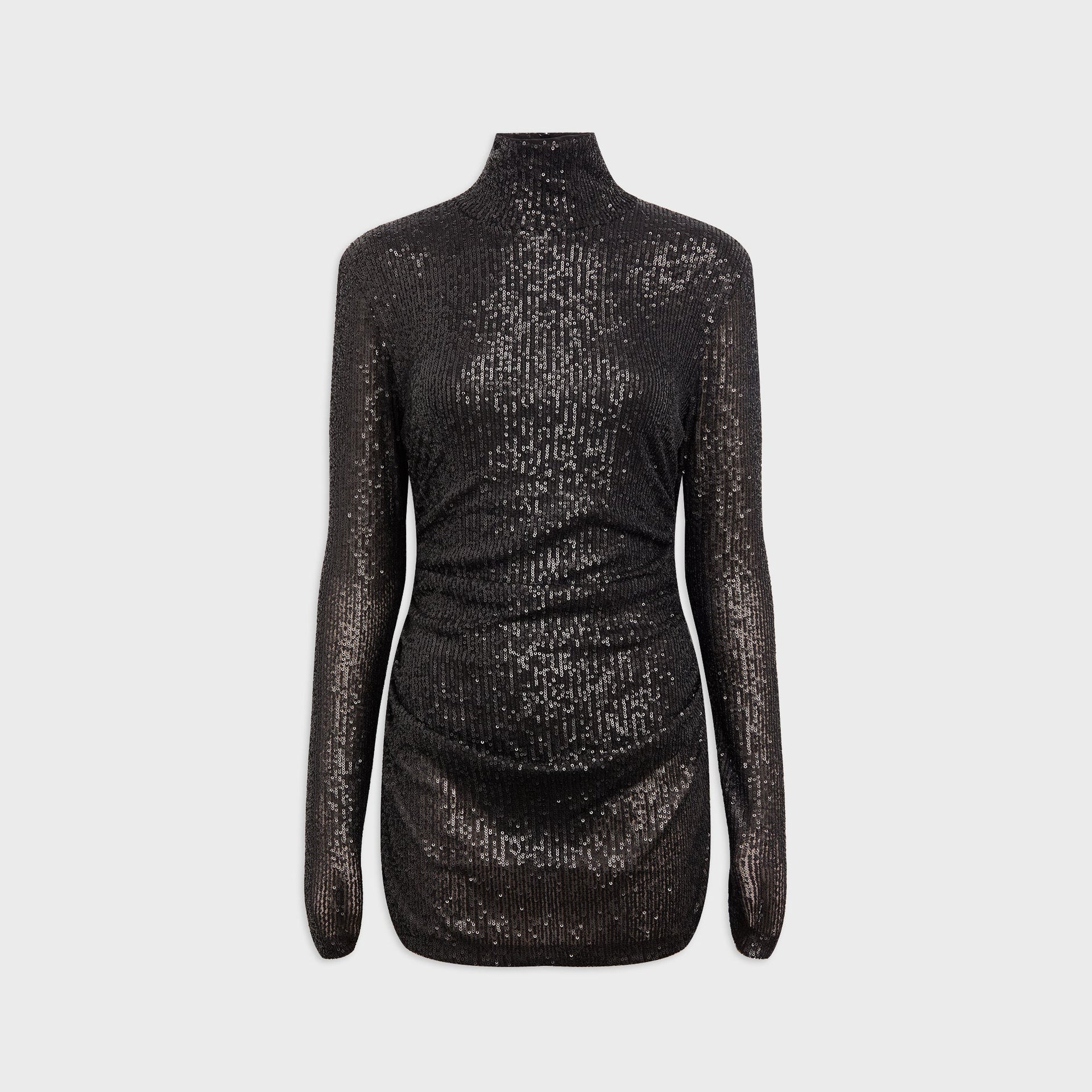 Norma Kamali Long Sleeve Turtleneck Pickleball Dress - Black Sequin