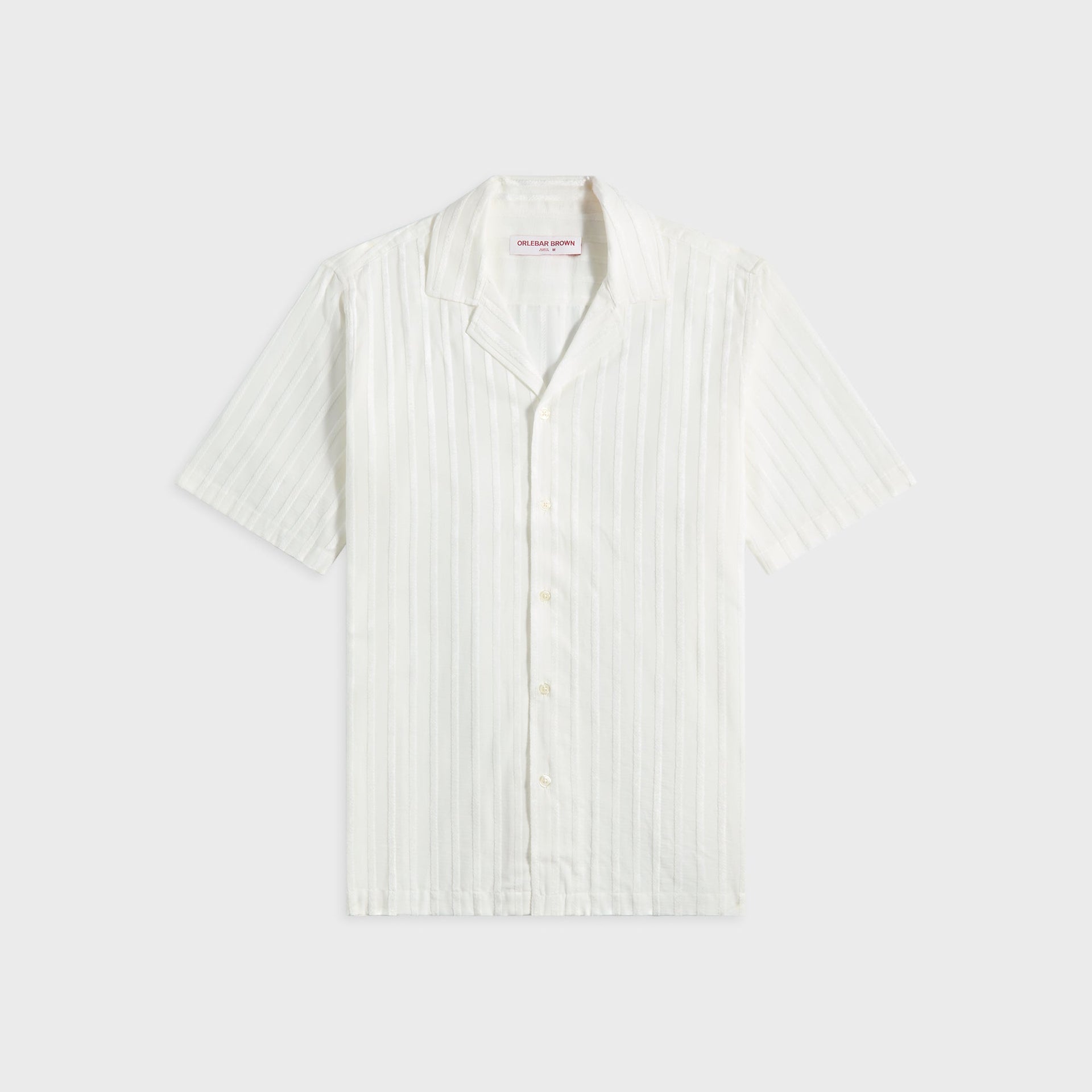 Orlebar Brown Maitan Tonal Chenille Stripe Shirt in White