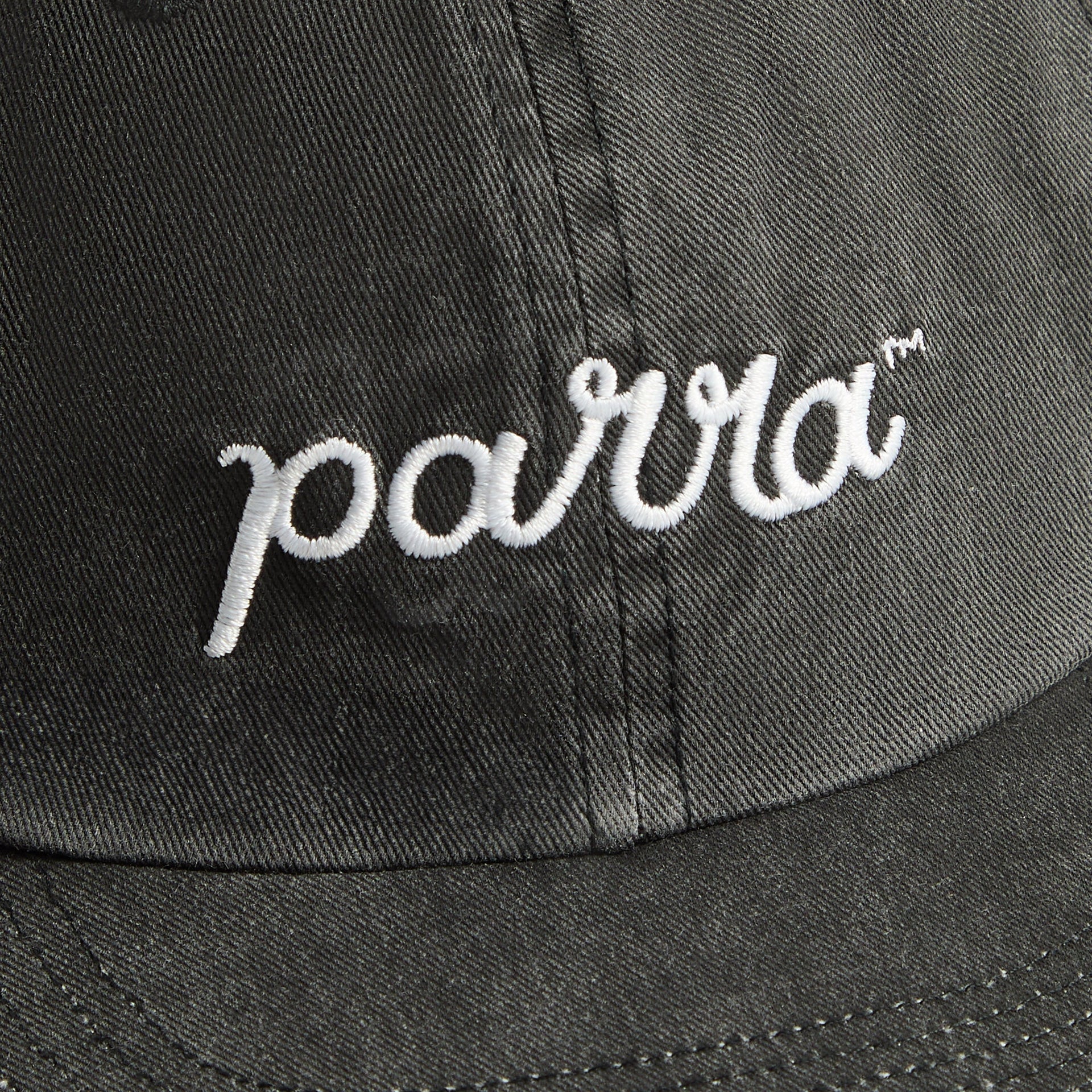 by Parra Scripted 6 Panel Cap in Washed Black