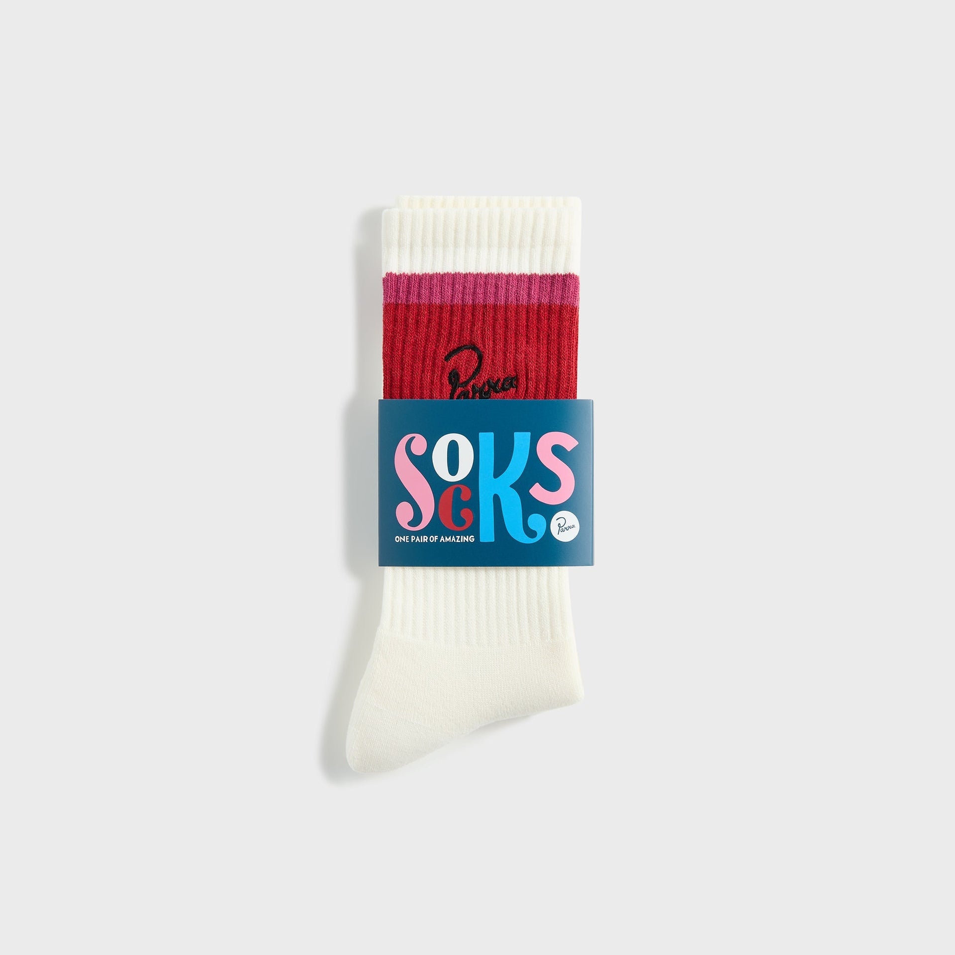 by Parra Signature Striped Crew Socks - Red