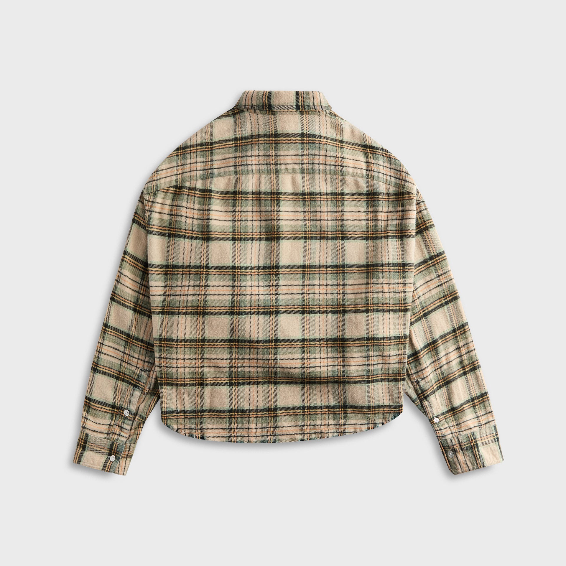 R13 Cropped Work Shirt - Cream Plaid