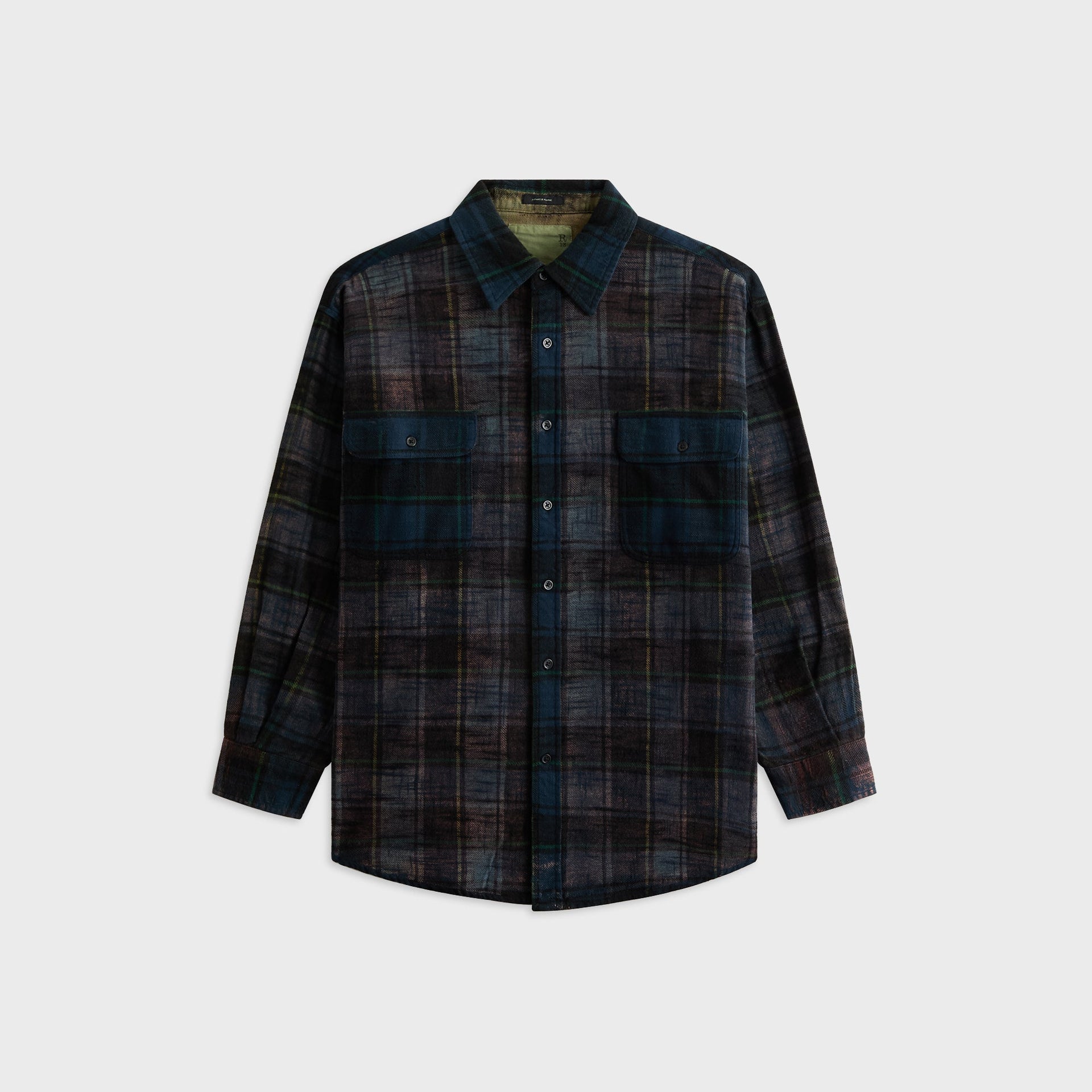 R13 Boyfriend Shirt - Navy Plaid Blue