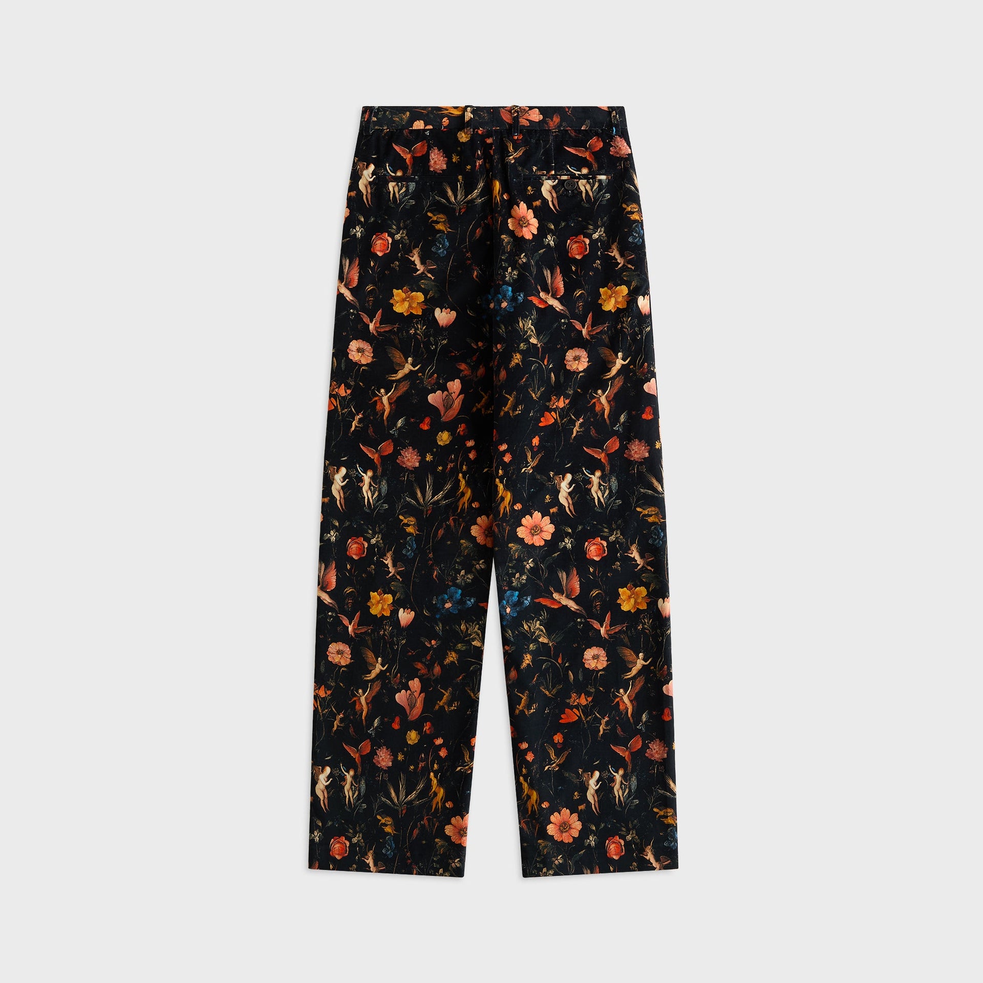 R13 Flat Front Wide Leg Trouser - Floral with Angels Black