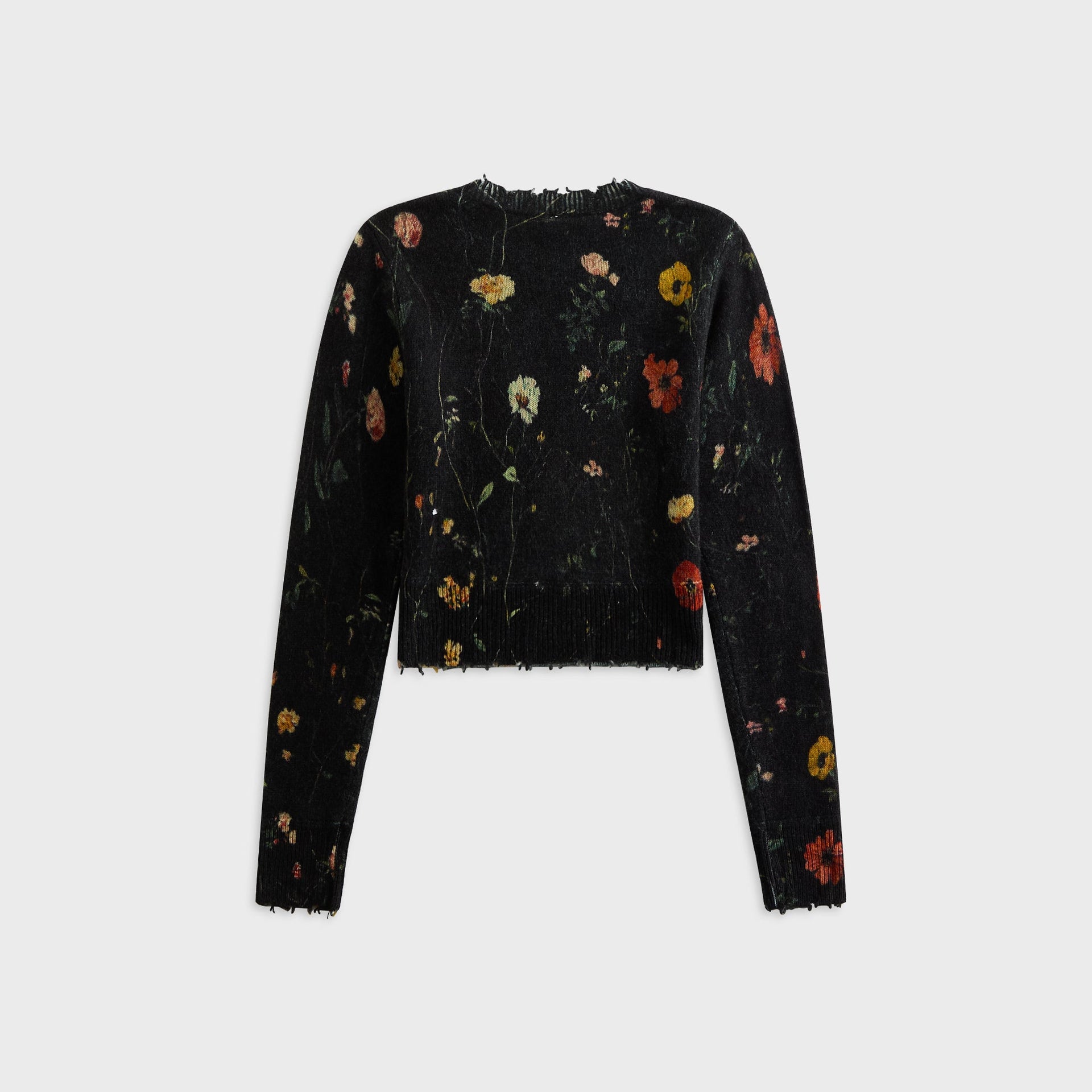 R13 Printed Baby Crewneck - Floral on Black