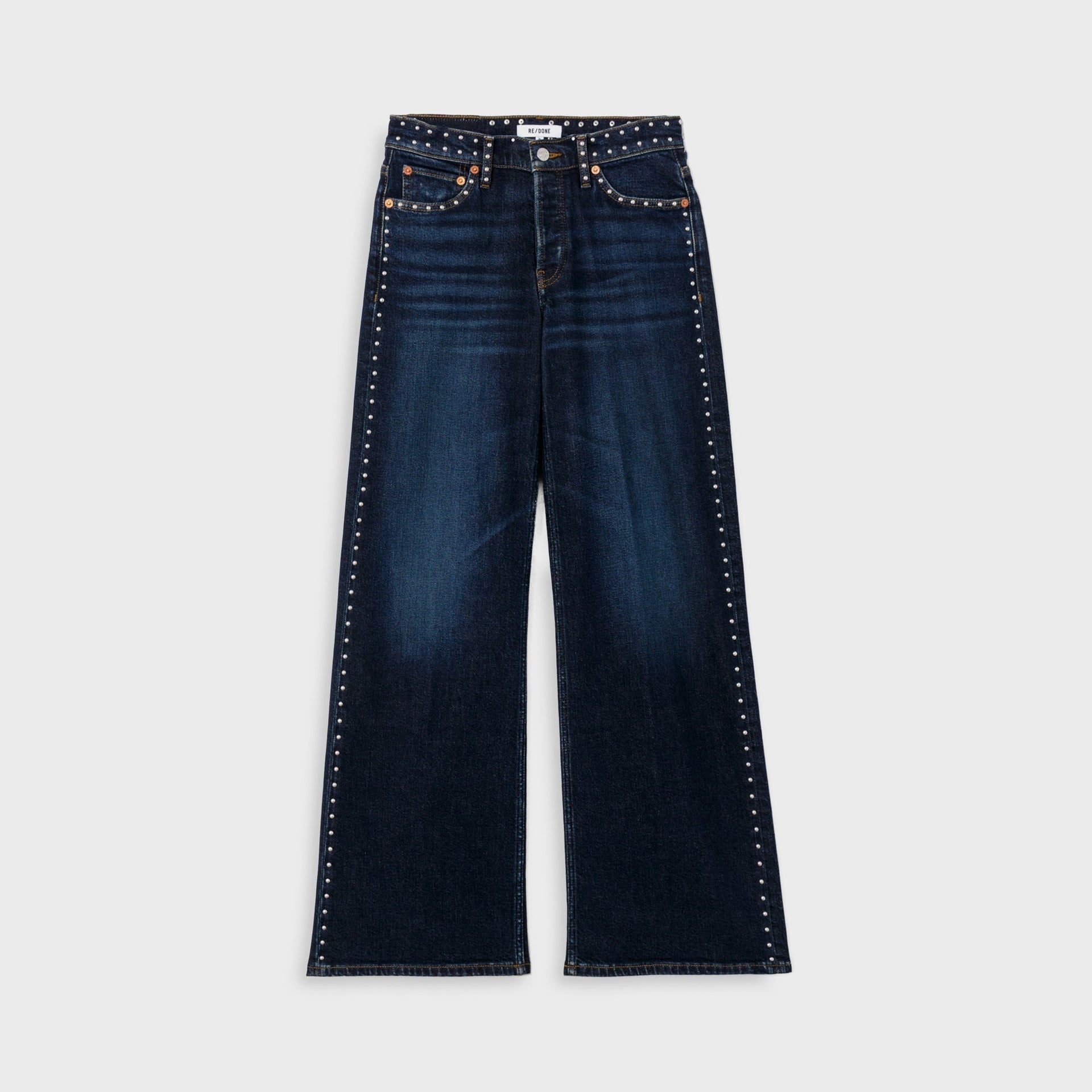 ReDone Studded Mid Rise Wide Leg Jean - Barely Worn Stud