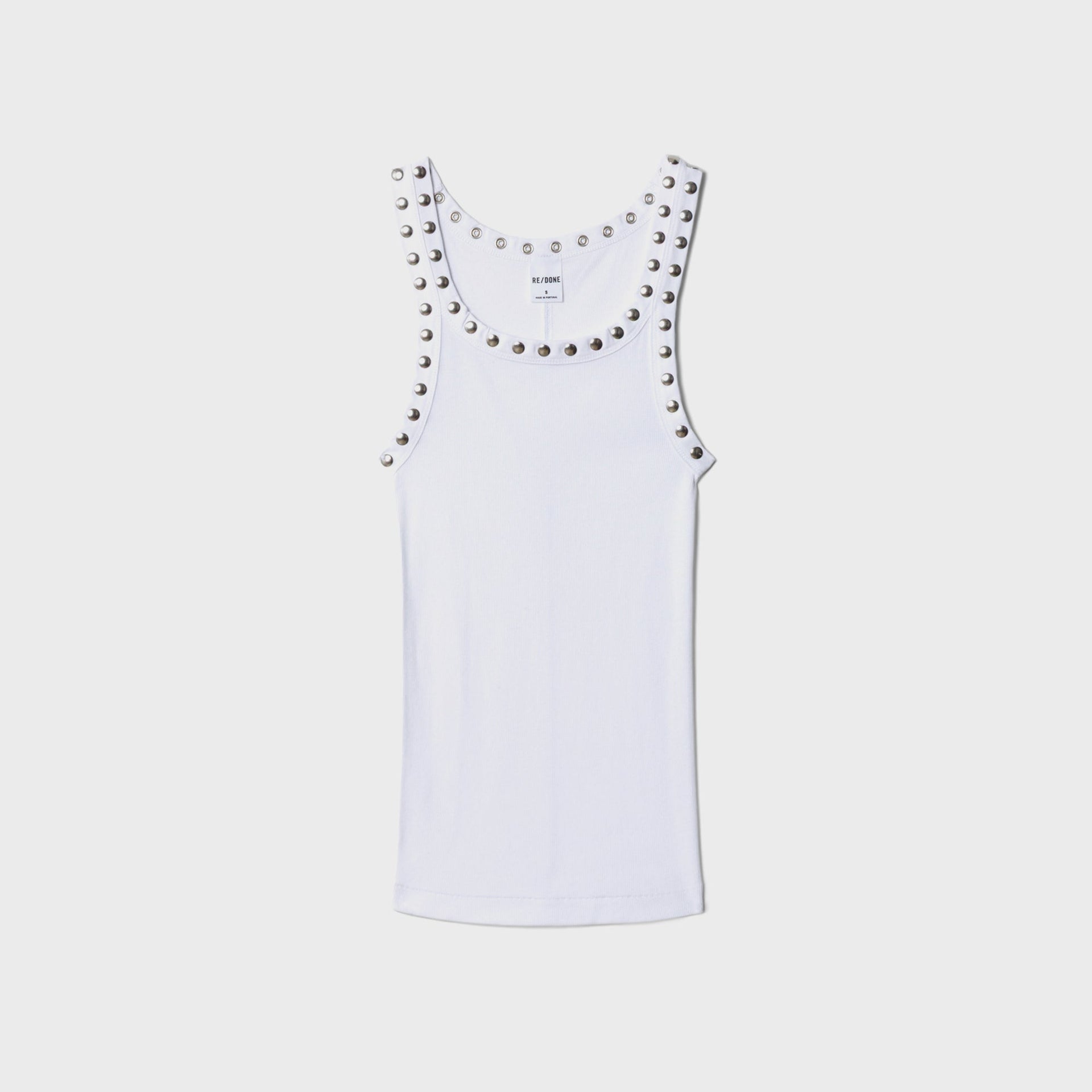 ReDone Studded Ribbed Tank - White