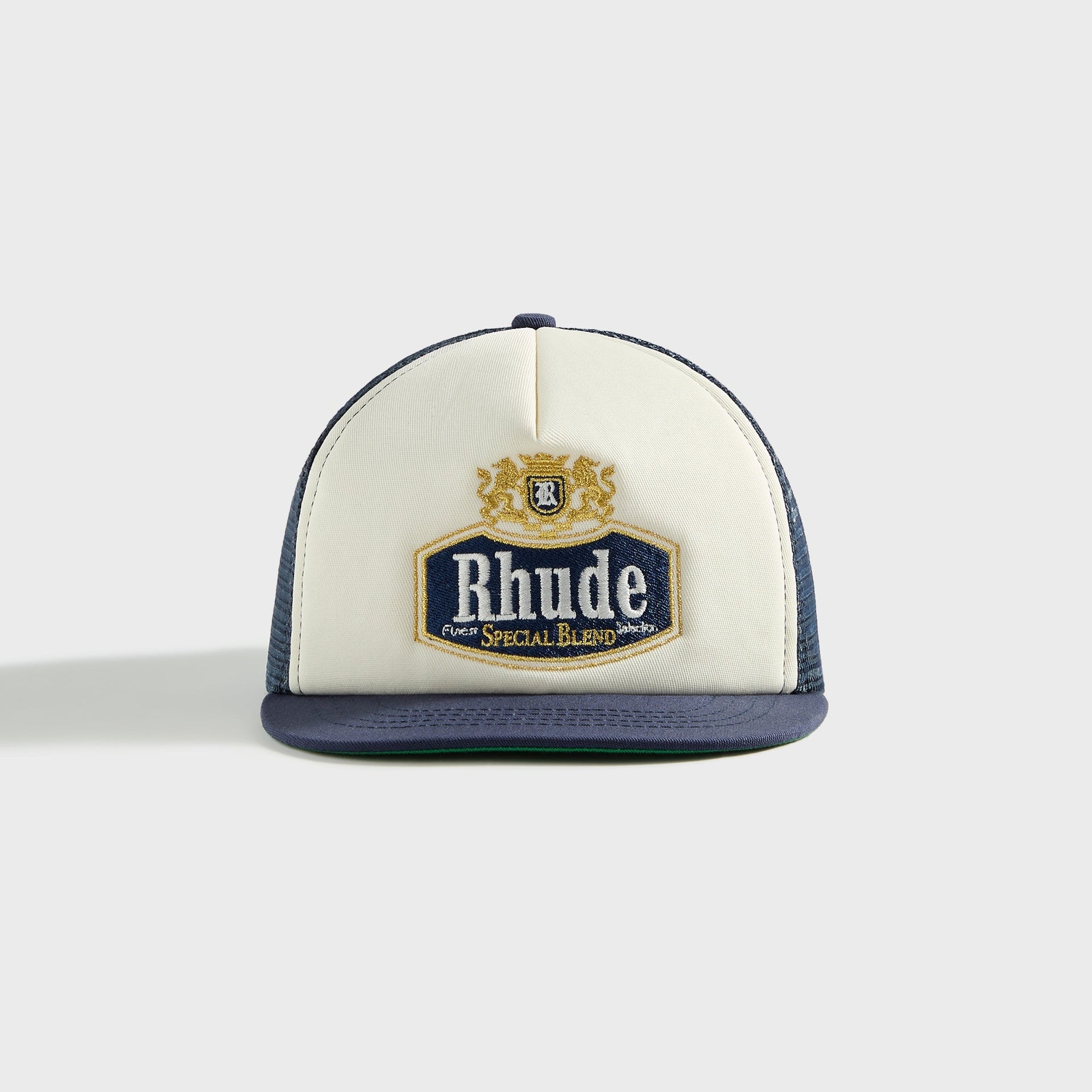 Rhude SpecialinBlend Trucker Cap in Navy / OffinWhite
