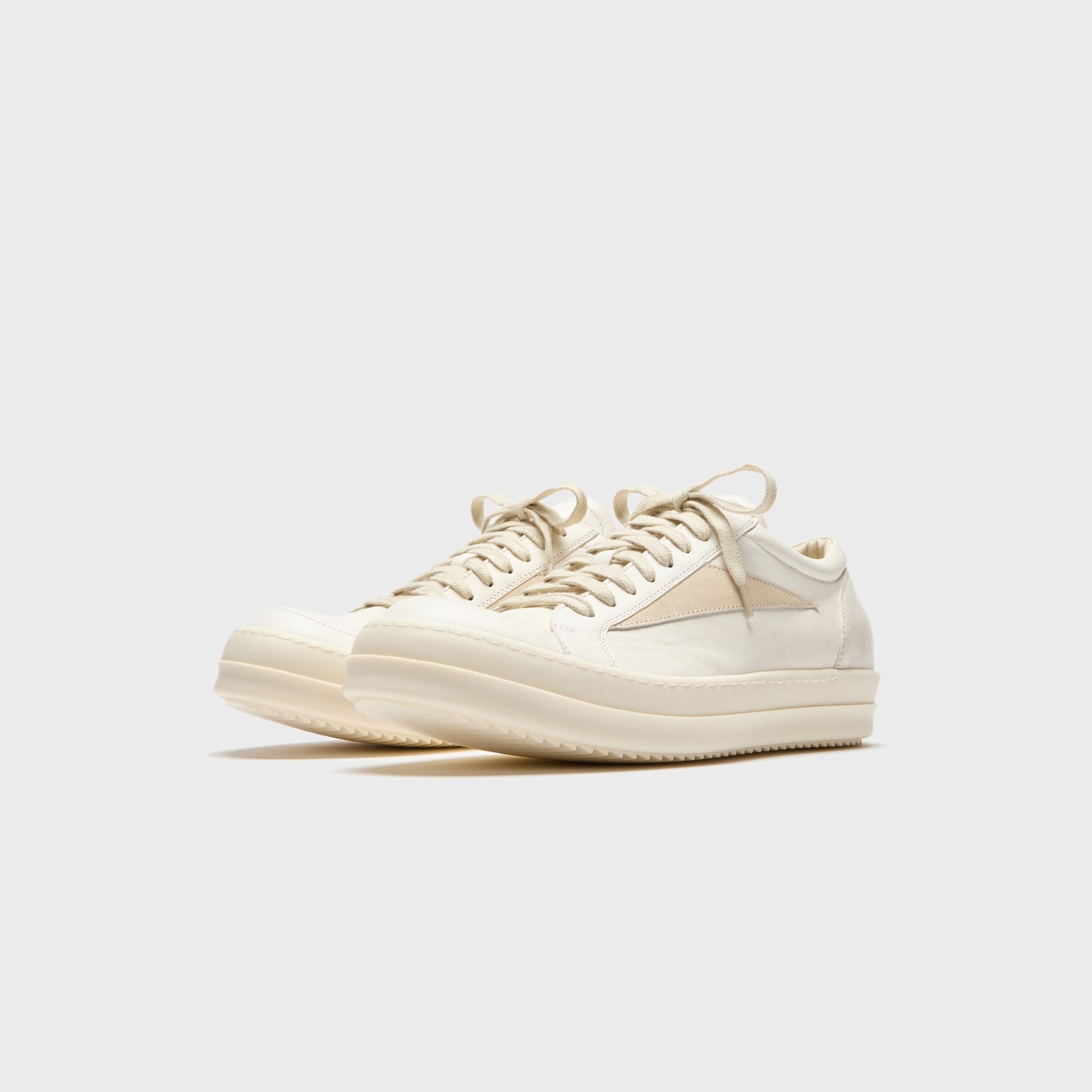 Rick Owens Scarpe In Pelle Vintage Sneaks - Milk / Milk / Milk