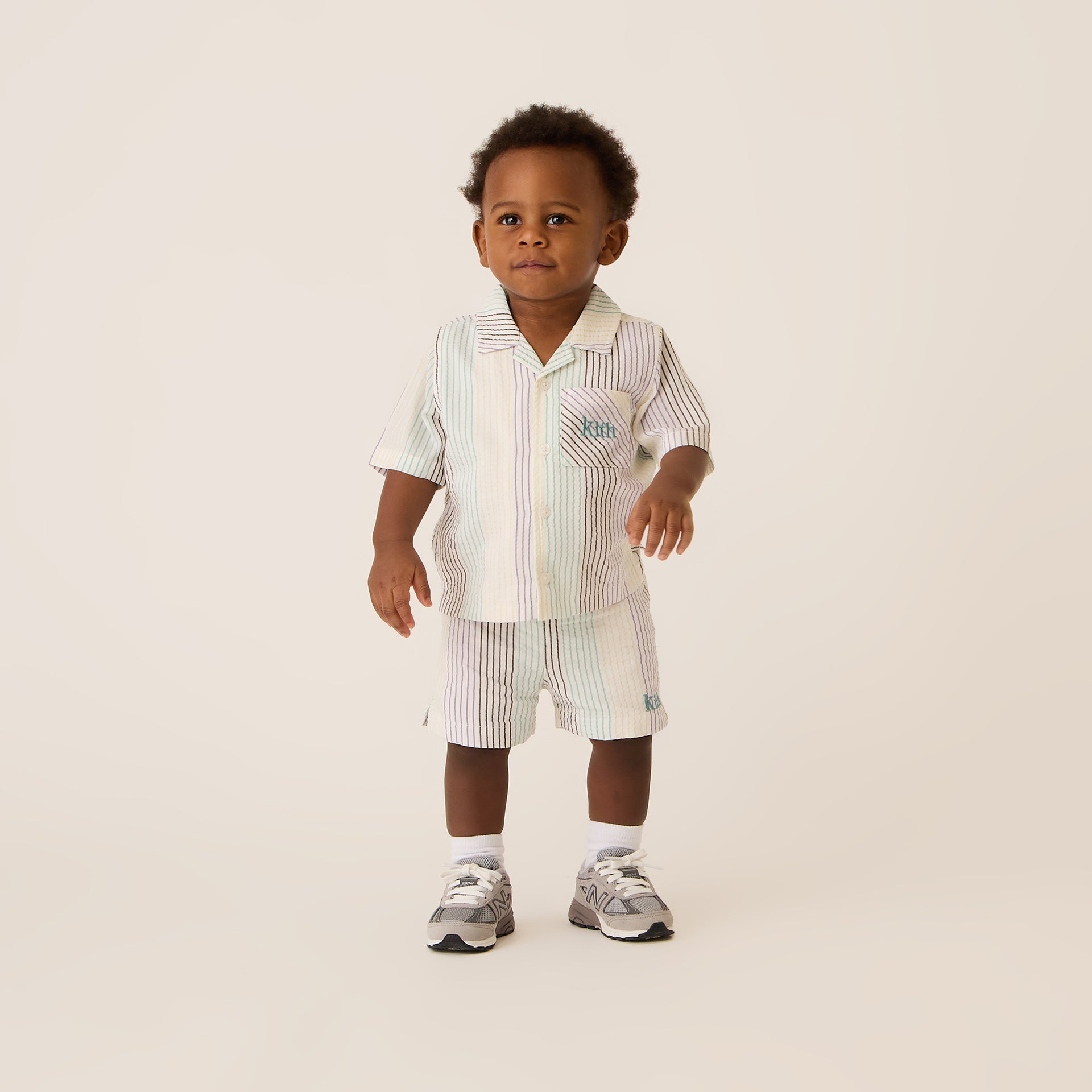 Kith Baby Striped Thompson Camp Short in Mykonos
