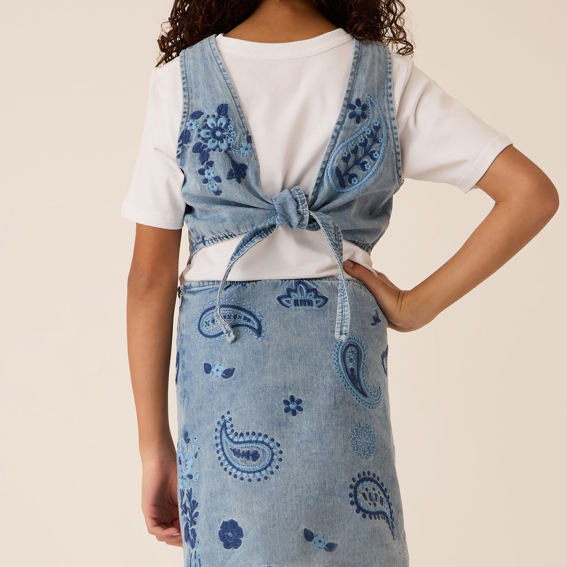 Kith Kids Floral Paisley Chambray Dress in Kent Light Wash