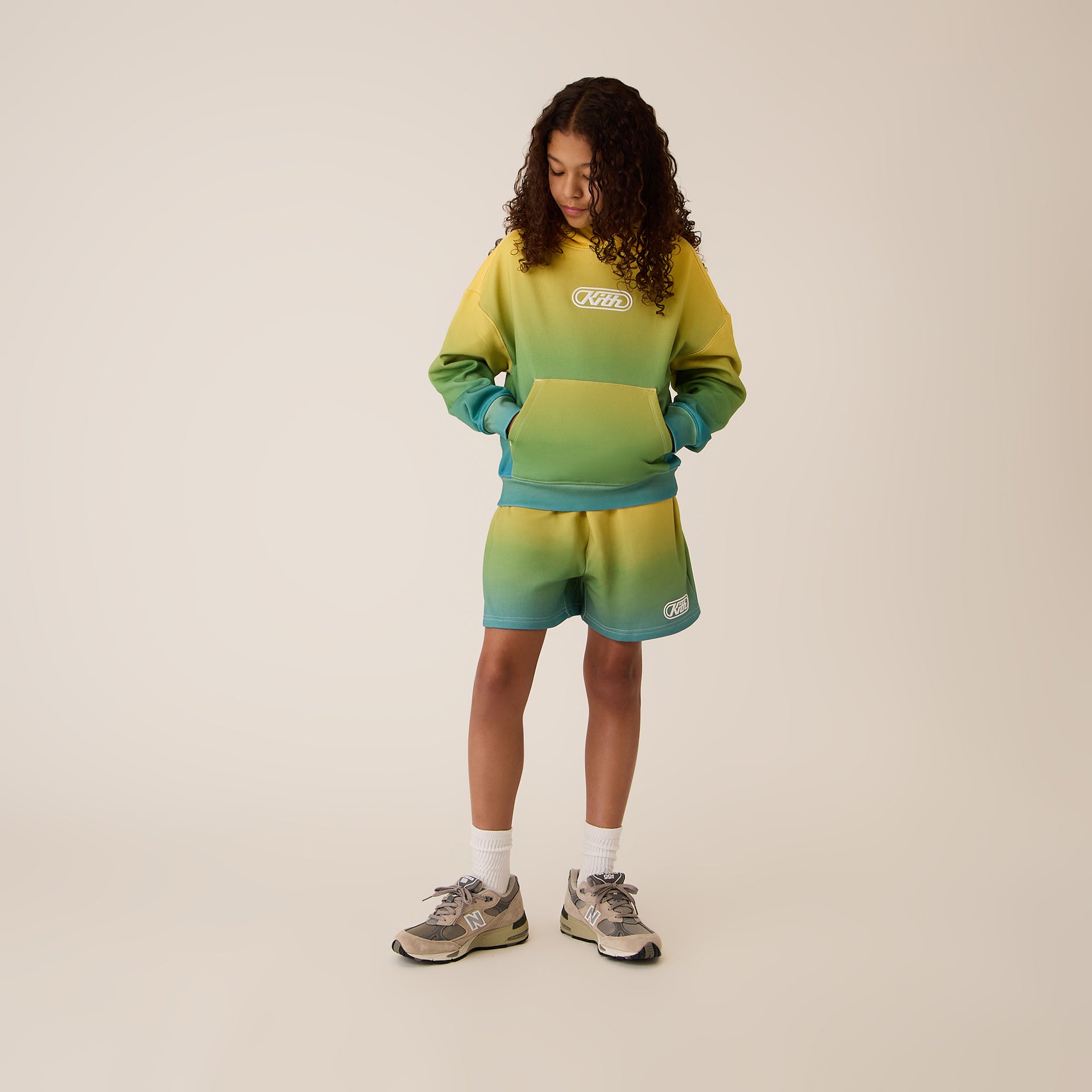 Kith Kids Ombre Nelson Pullover Hoodie in Parrot