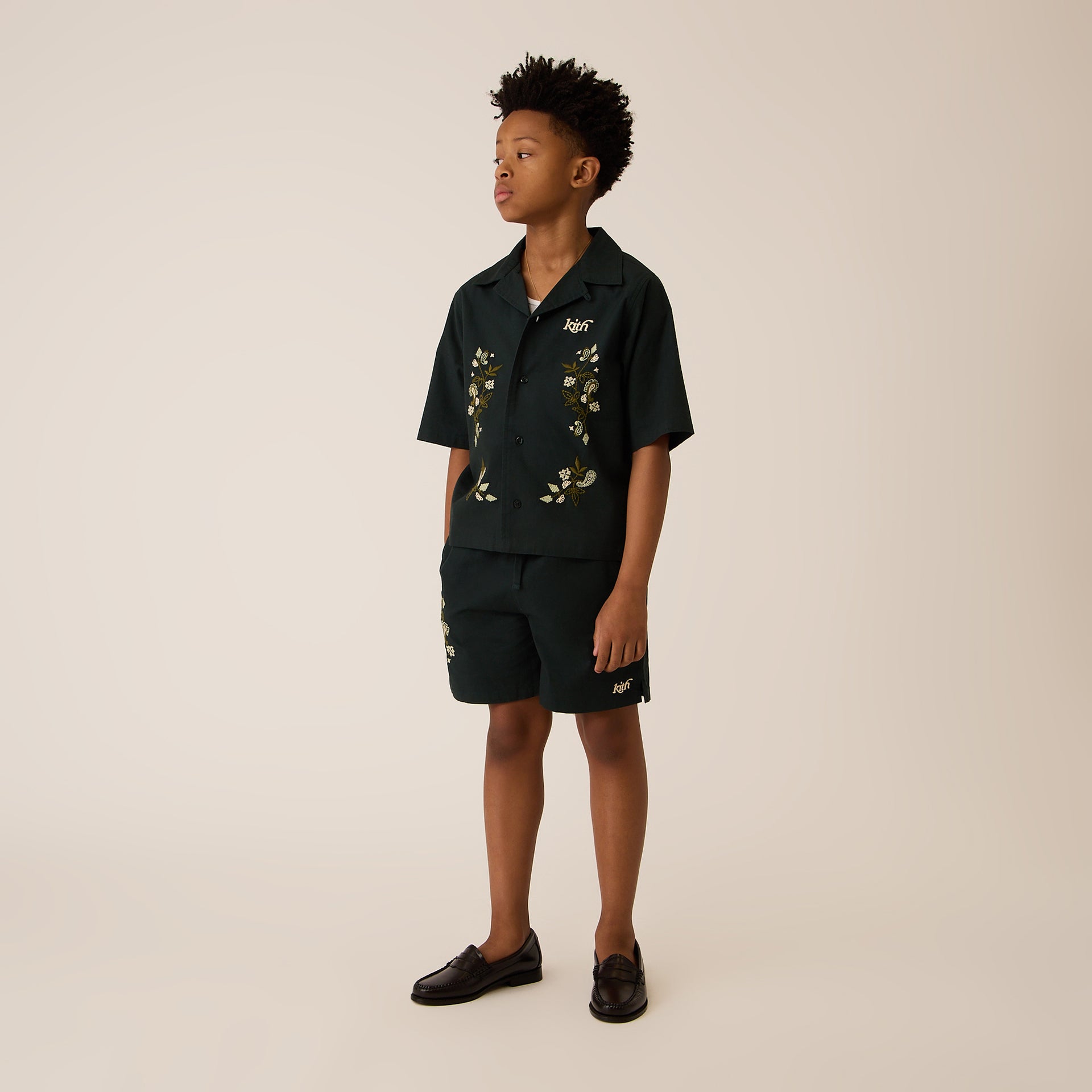 Kith Kids Novelty Thompson Camp Collar Shirt in Stadium