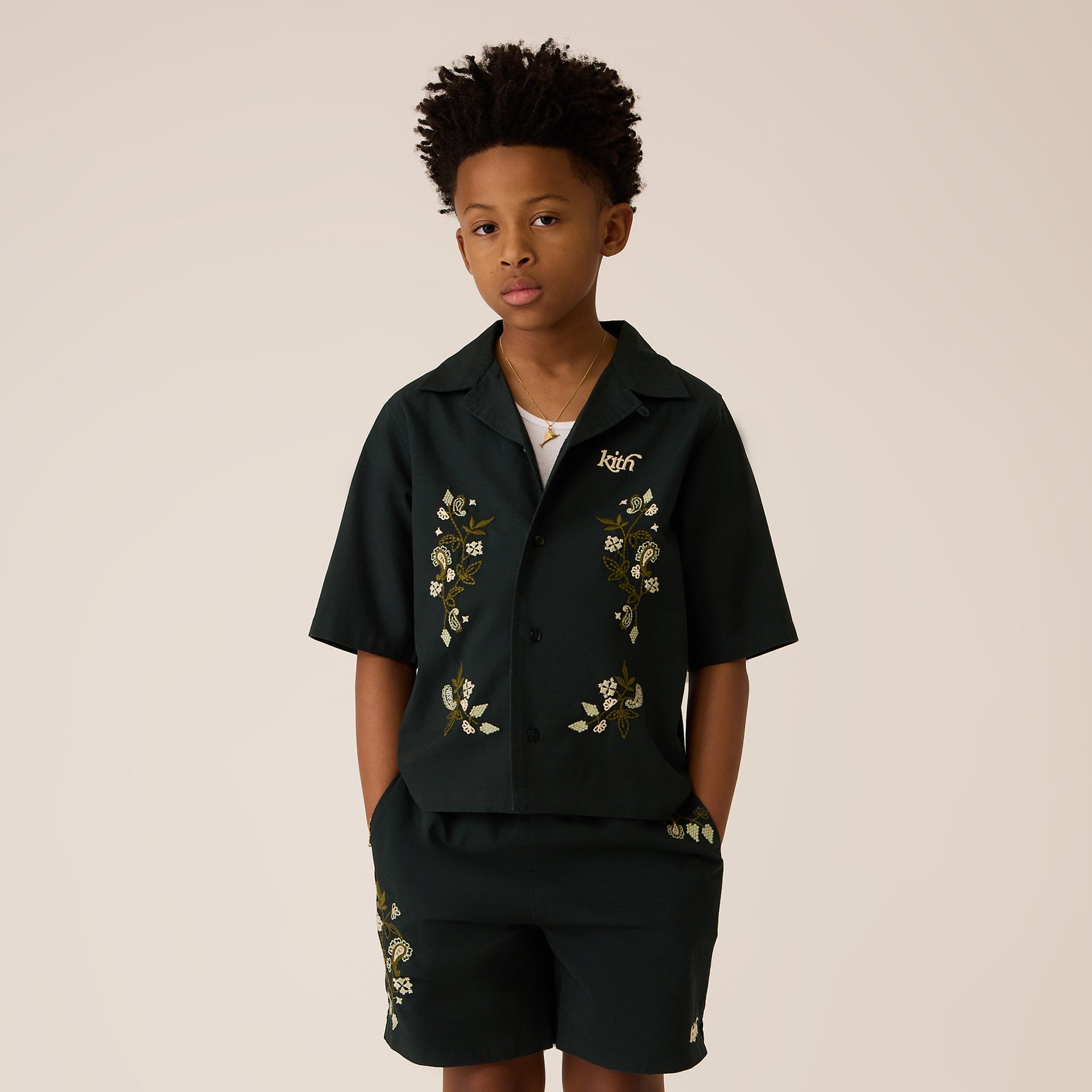 Kith Kids Novelty Thompson Camp Collar Shirt in Stadium