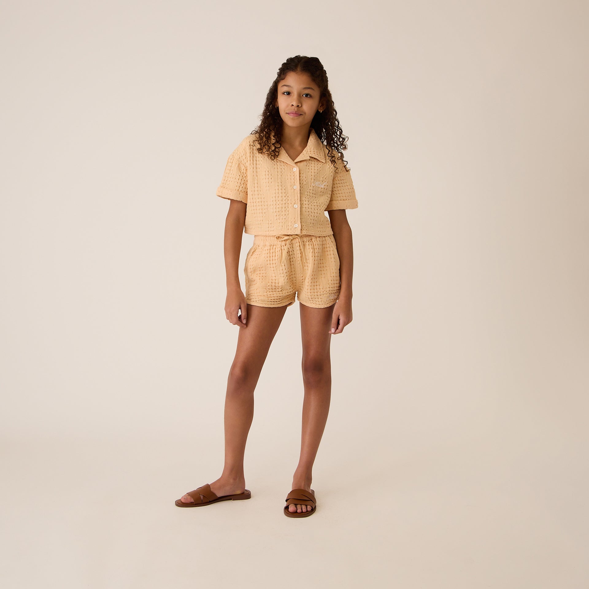 Kith Kids Jayda Cropped Textured Camp Shirt in Mycena