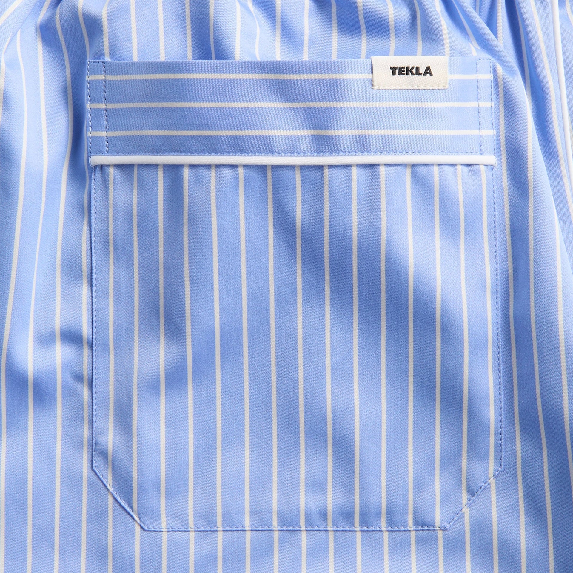 Tekla Sateen Polo Stripes Pyjama Pants - Light Blue