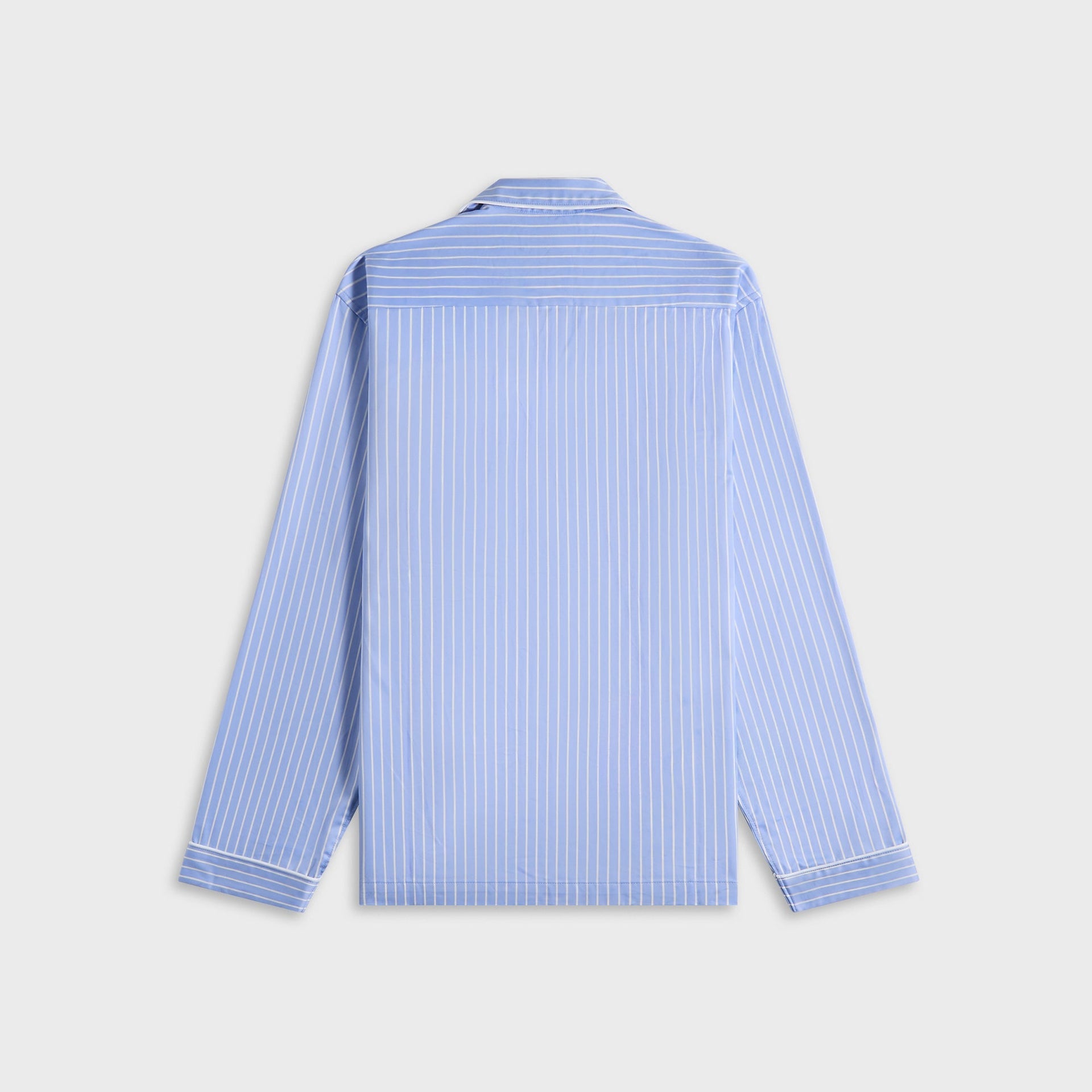 Tekla Sateen Pyjamas Shirt Polo Stripes - Light Blue