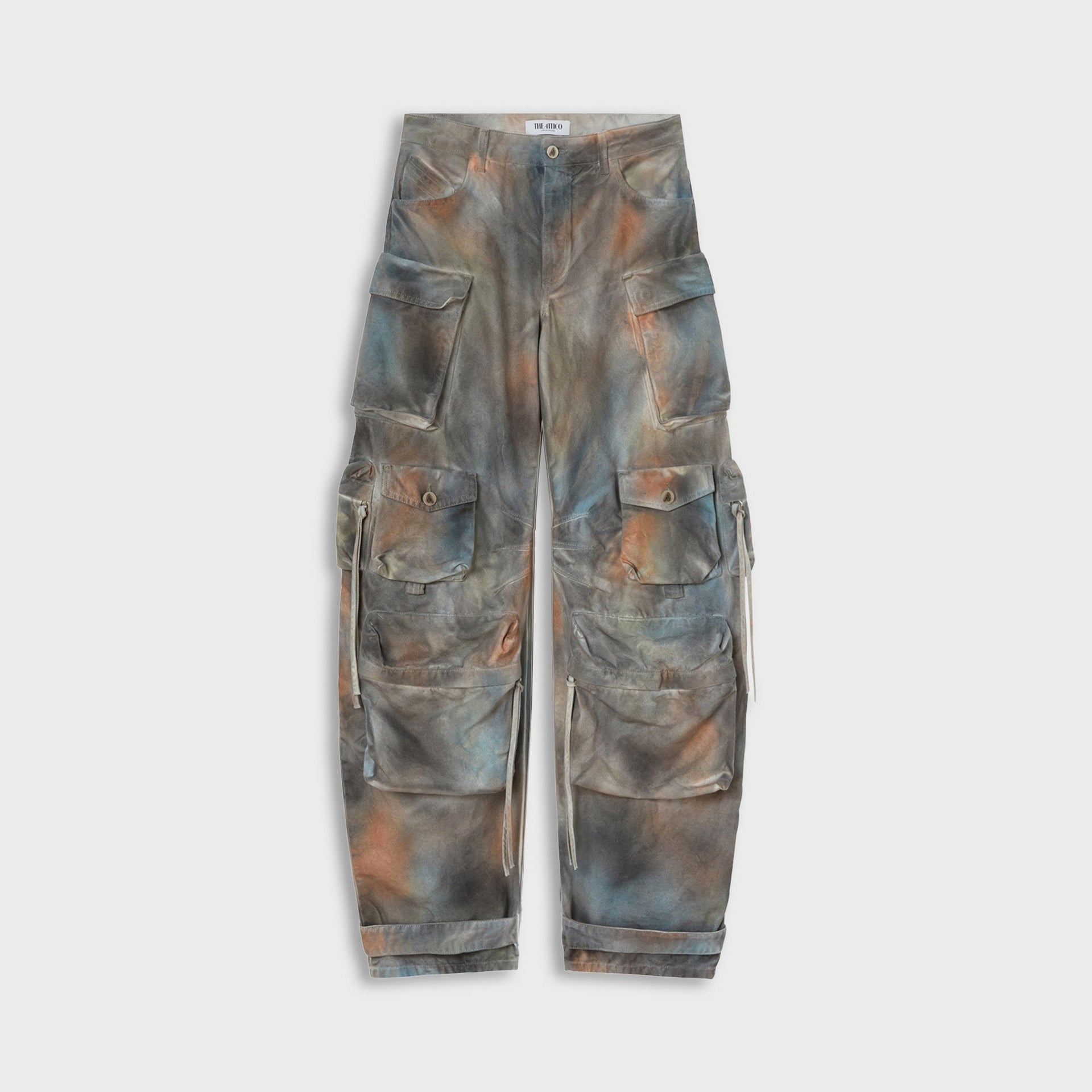 The Attico Fern Long Pant in Grey / Rust Denim Camouflage