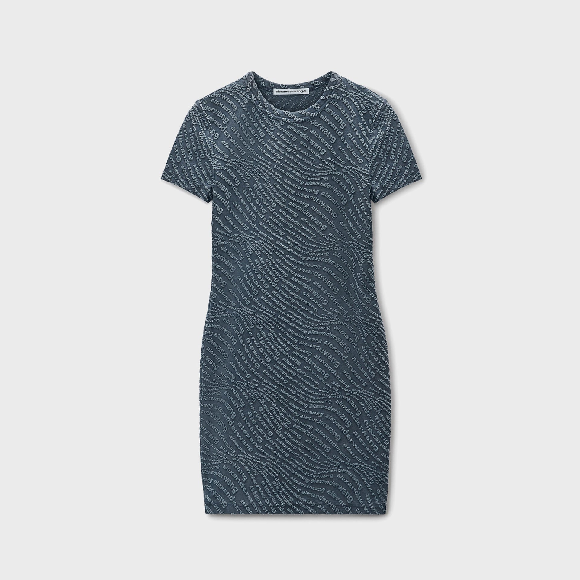 T by Alexander Wang Jacquard Logo Mini Dress in Graphite