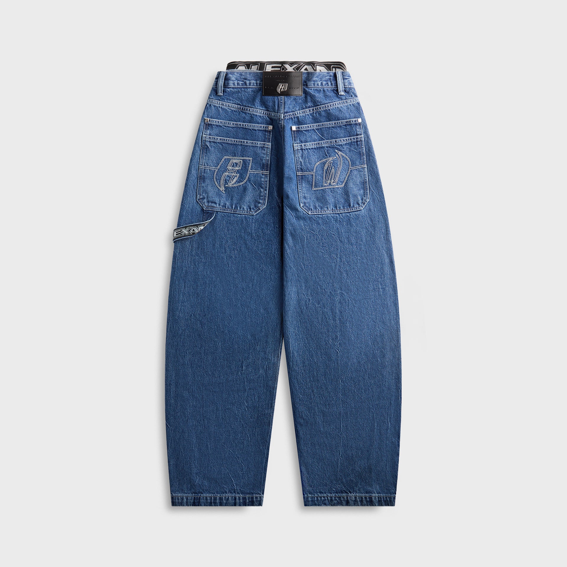 Alexander Wang Logo Elastic Rounded Jean - Blue