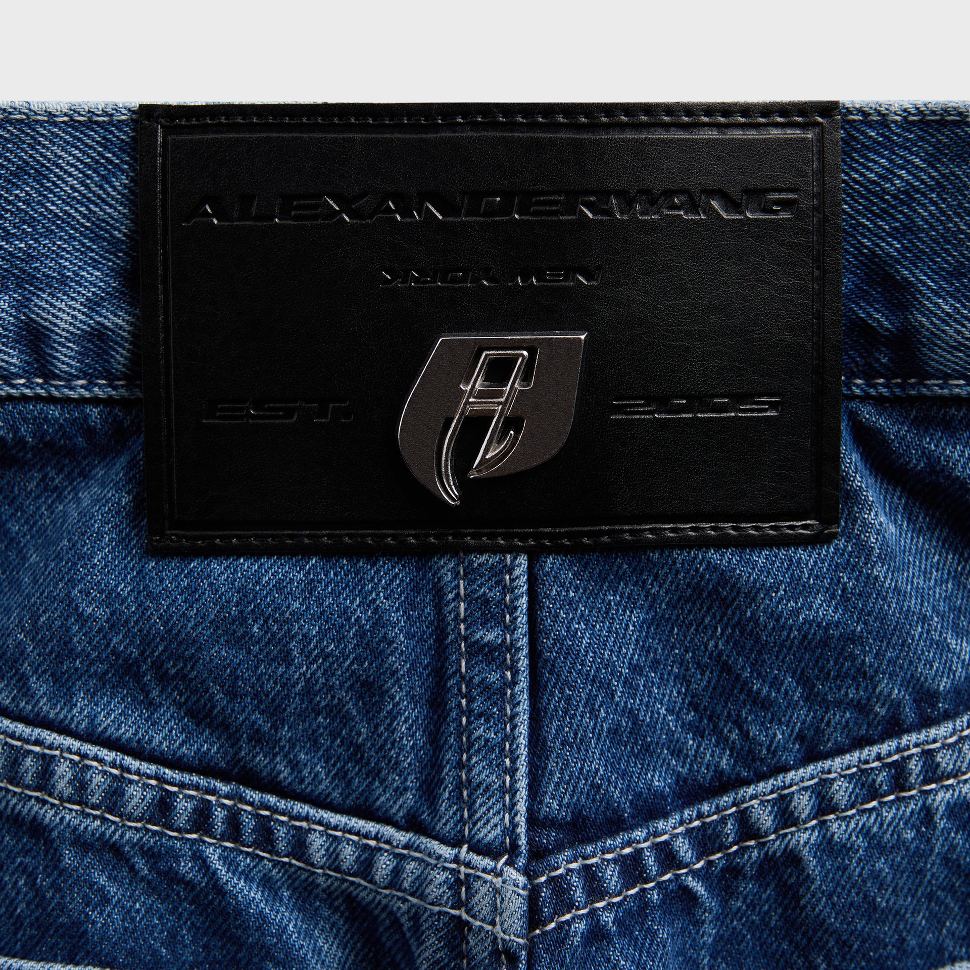 Alexander Wang Logo Elastic Rounded Jean - Blue