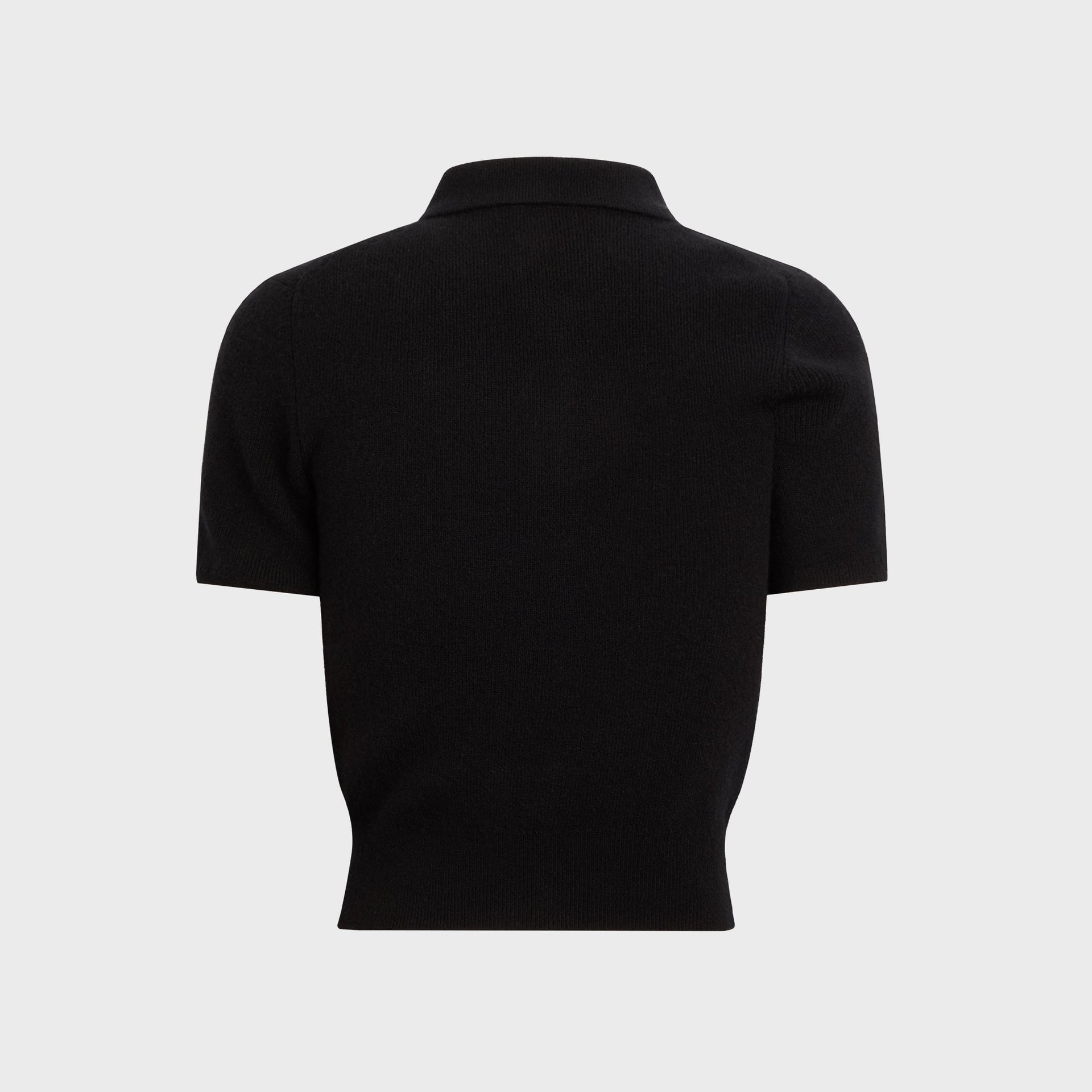 T by Alexander Wang Short Sleeve Polo Cardigan with Knit Logo Patch in Black